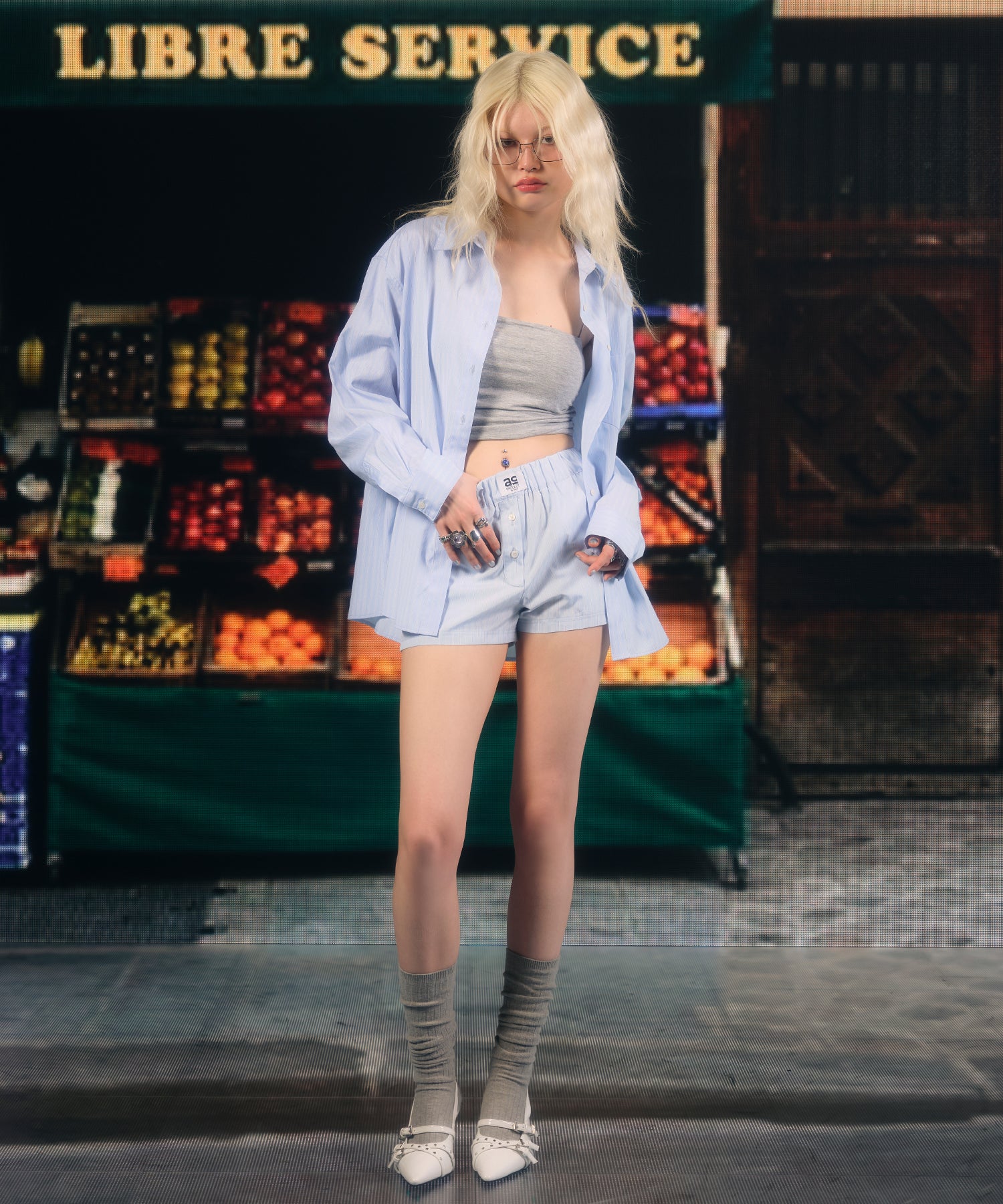 MODEL:170cm/COLOR:LIGHT BLUE/SIZE:F