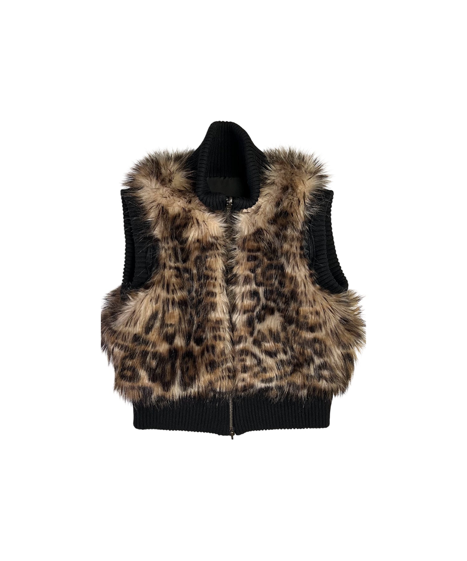 マルチWAYスタンドカラーFauxファーベスト