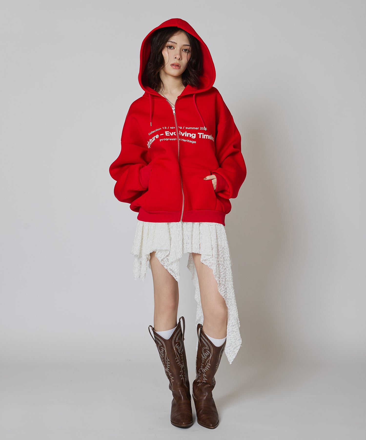 【渋谷109店限定カラー】MODEL:163cm/COLOR:RED/SIZE:F
