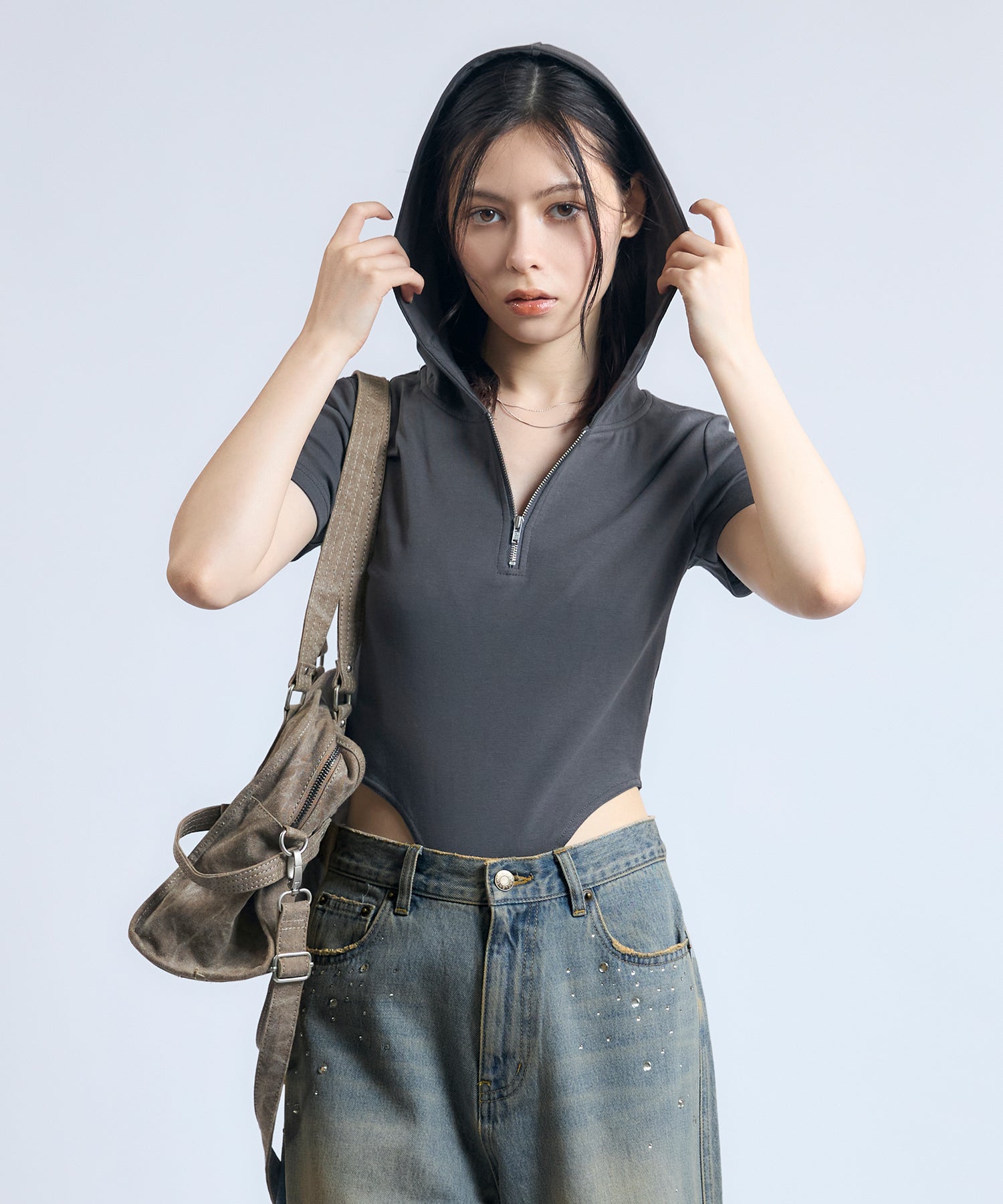 MODEL:163cm/COLOR:DARK GRAY/SIZE:F