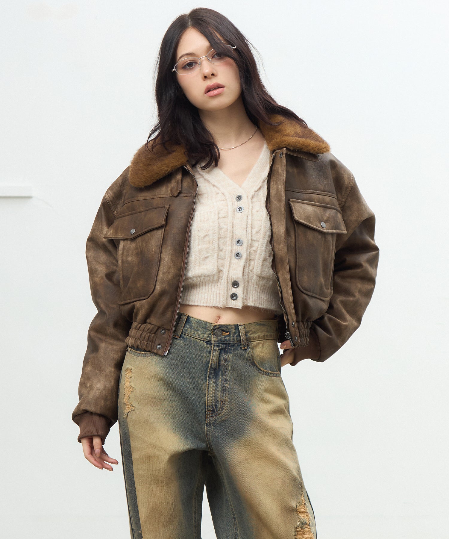 MODEL:163cm/COLOR:BROWN/SIZE:F
