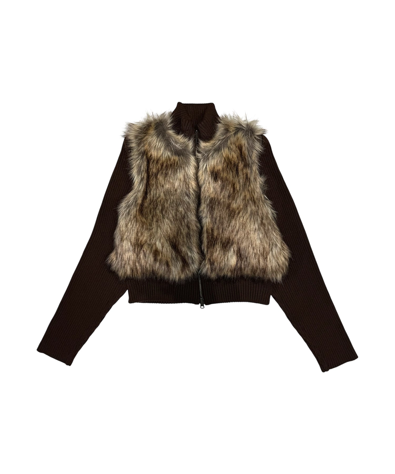 マルチWAYスタンドカラーFauxファーベスト