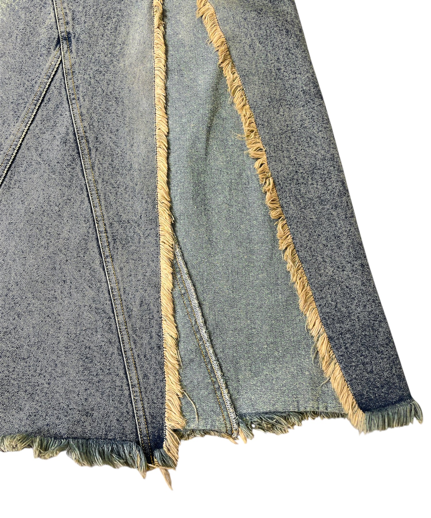 フロントスリットダメージデニムロングスカート