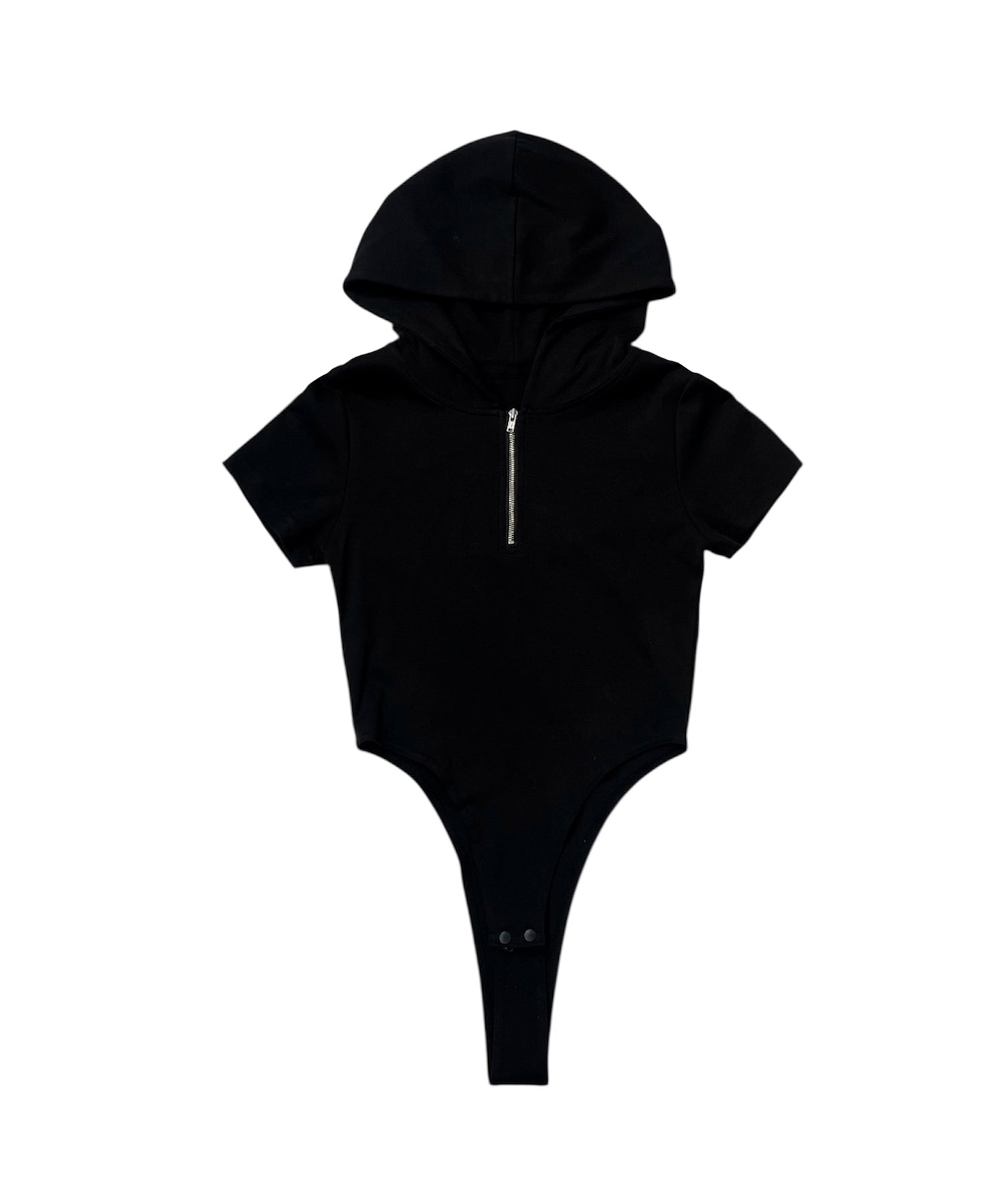 フーデットハーフジップボディースーツ