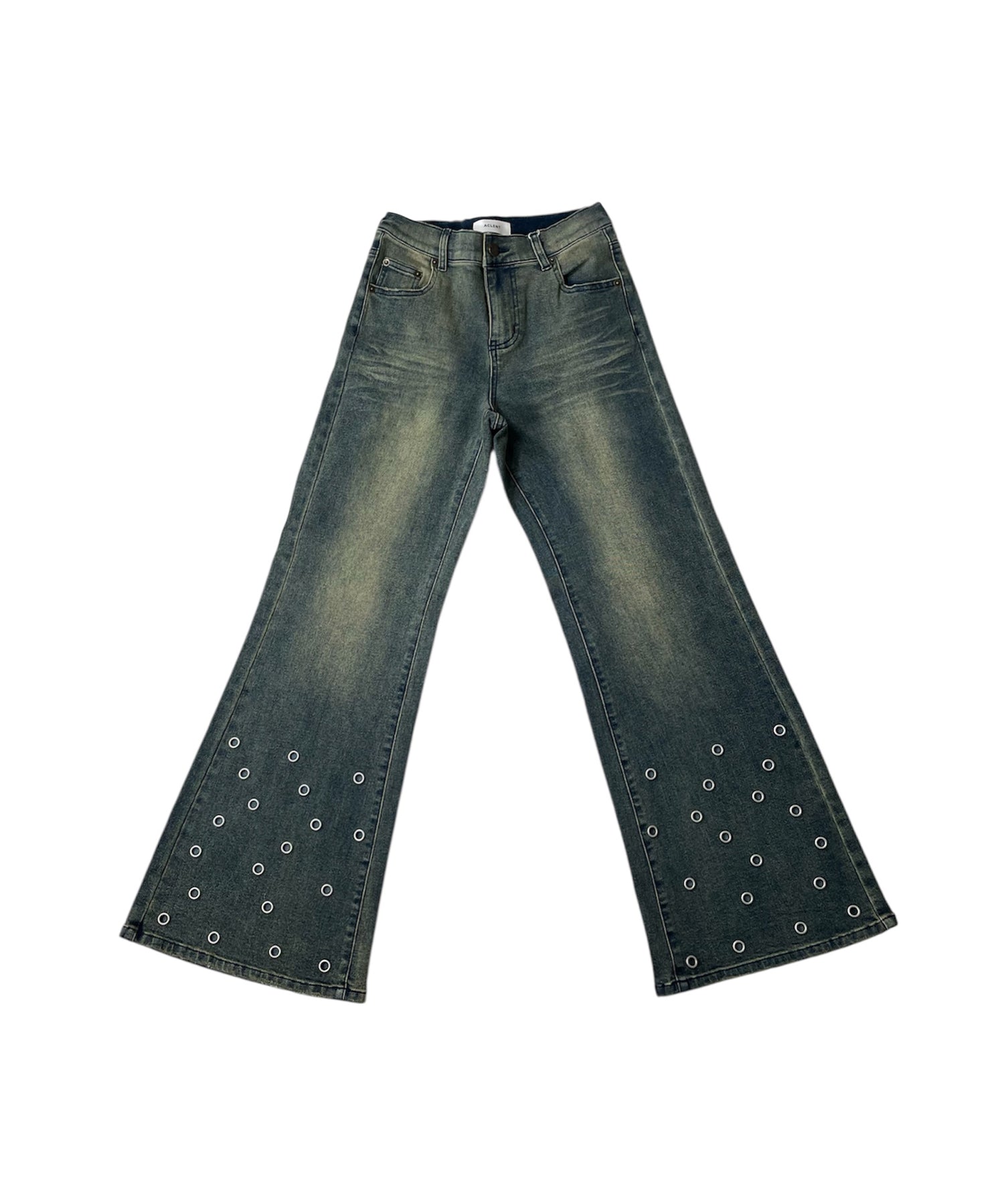 アイレットディティールL/Wフレアデニムパンツ