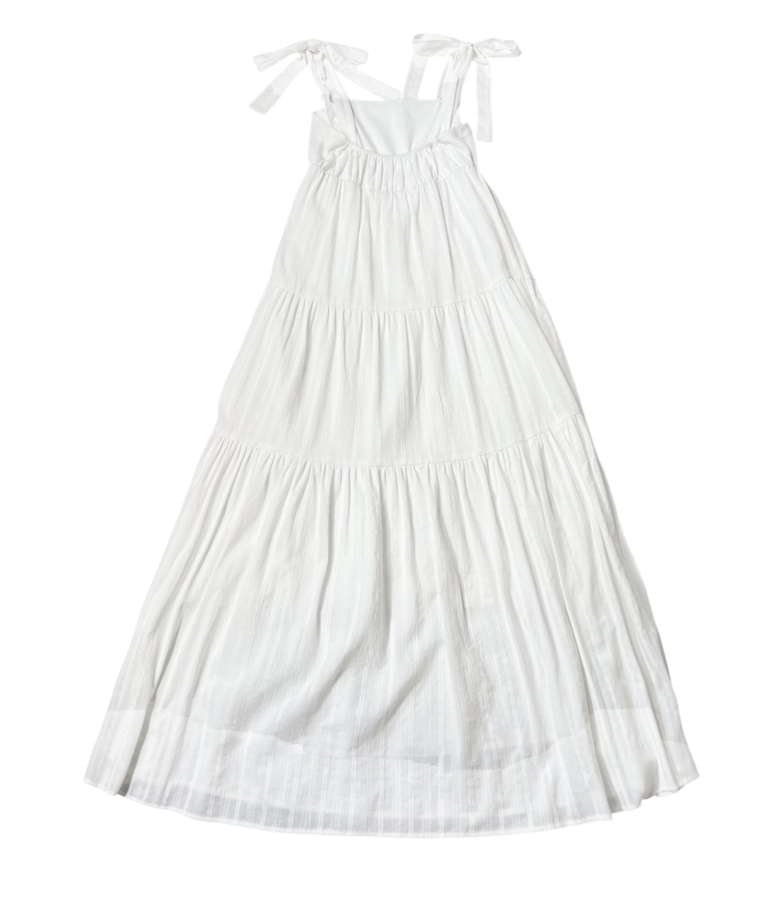 コットンティアード2wayストラップロングワンピース