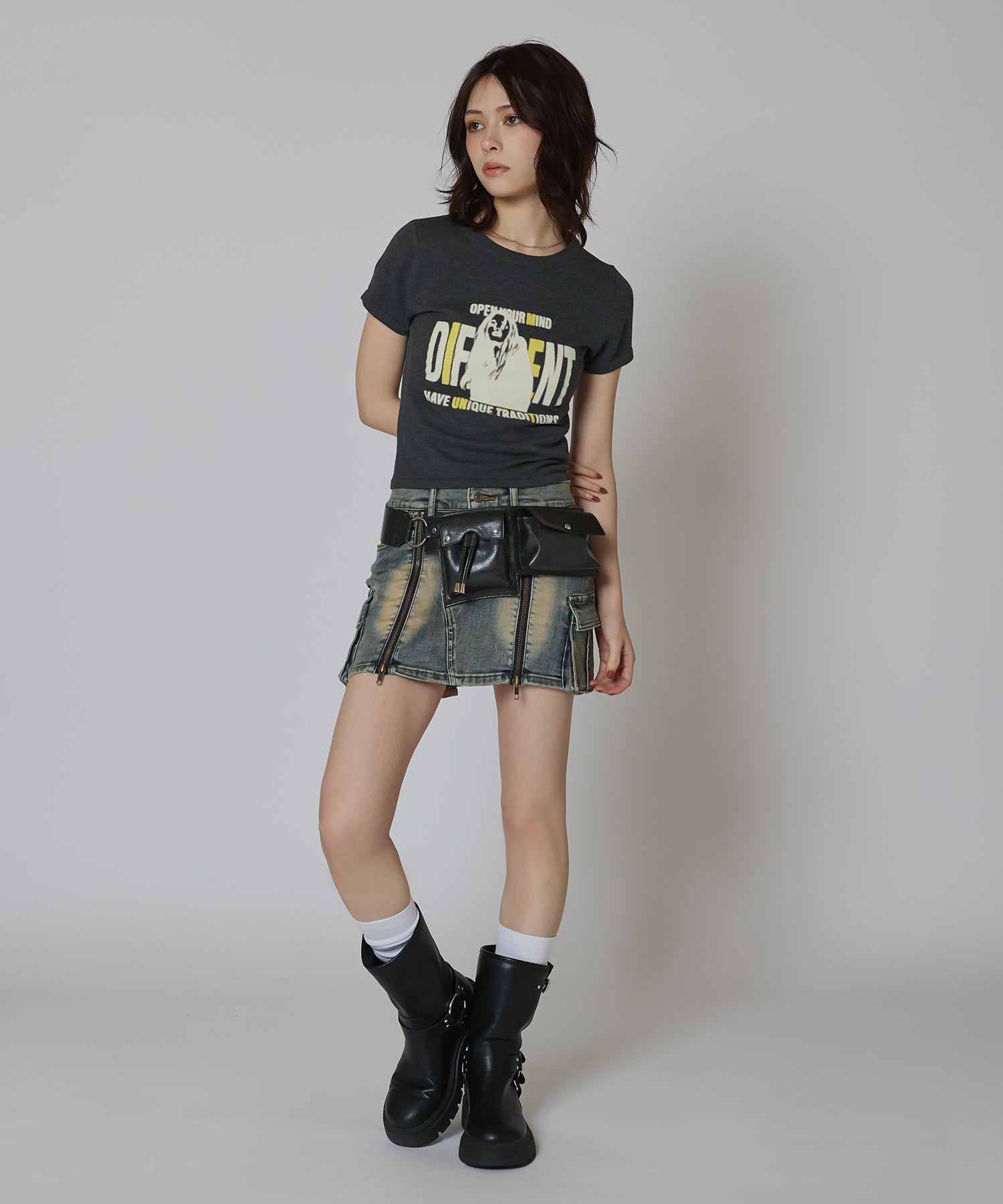 MODEL:163cm/COLOR:DARK GRAY/SIZE:F