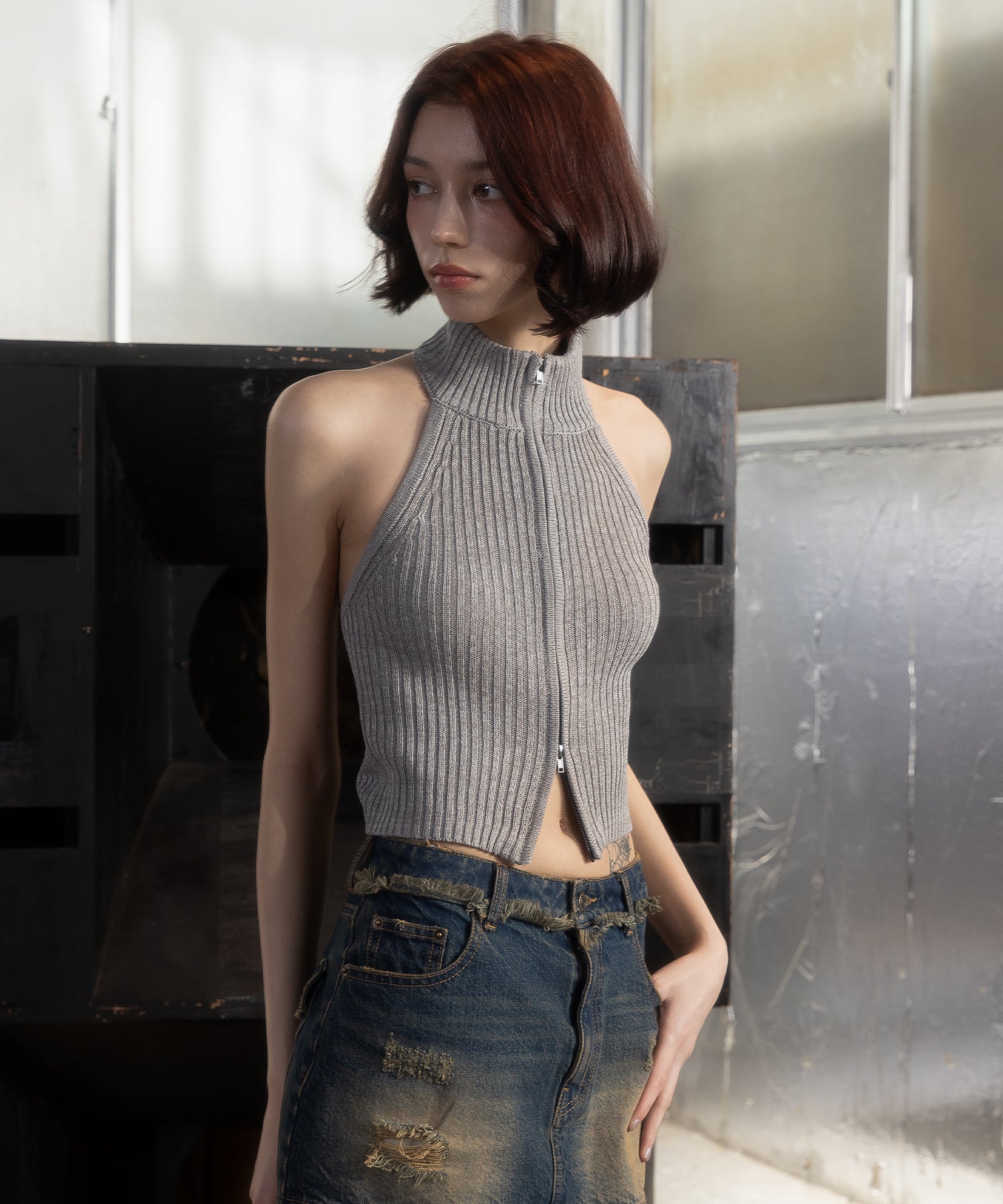 MODEL:172cm/COLOR:GRAY/SIZE:F