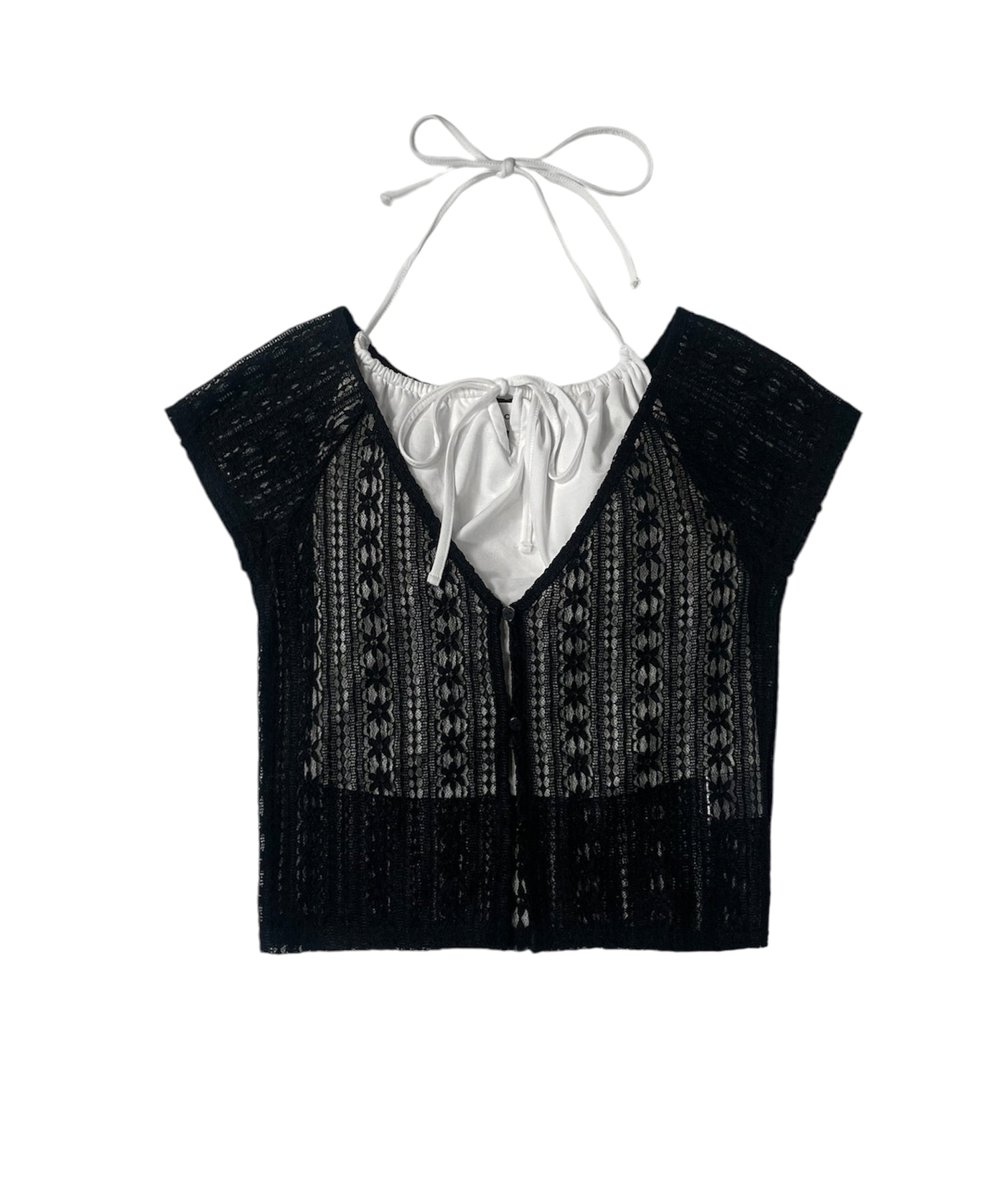 ホルターキャミソールレースカーデセット