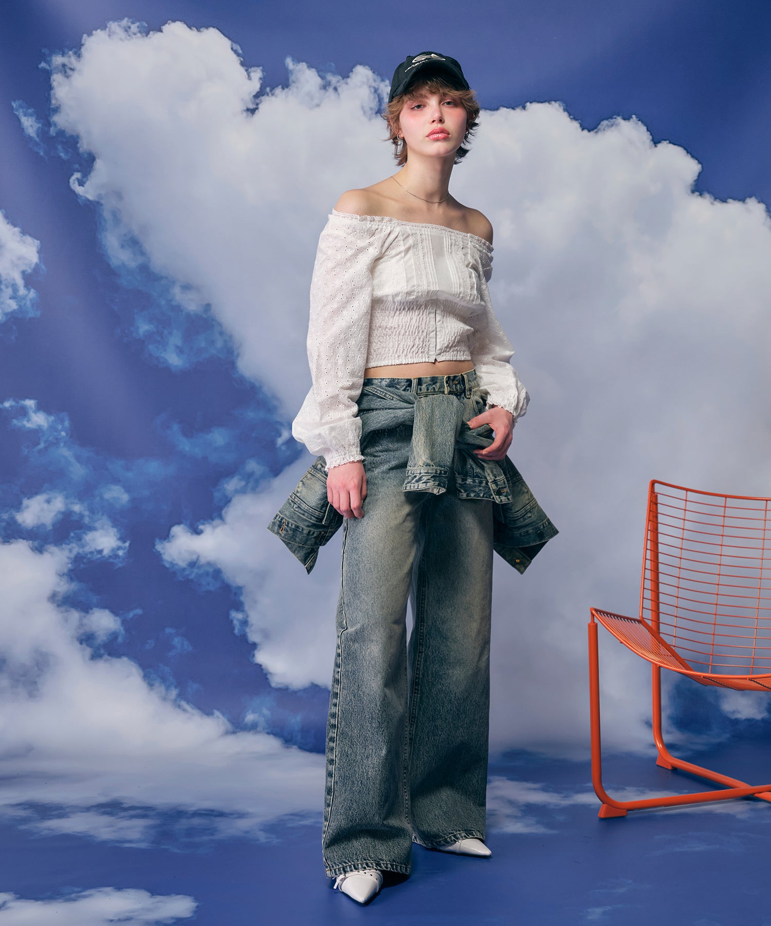 MODEL:170cm/COLOR:WHITE/SIZE:F