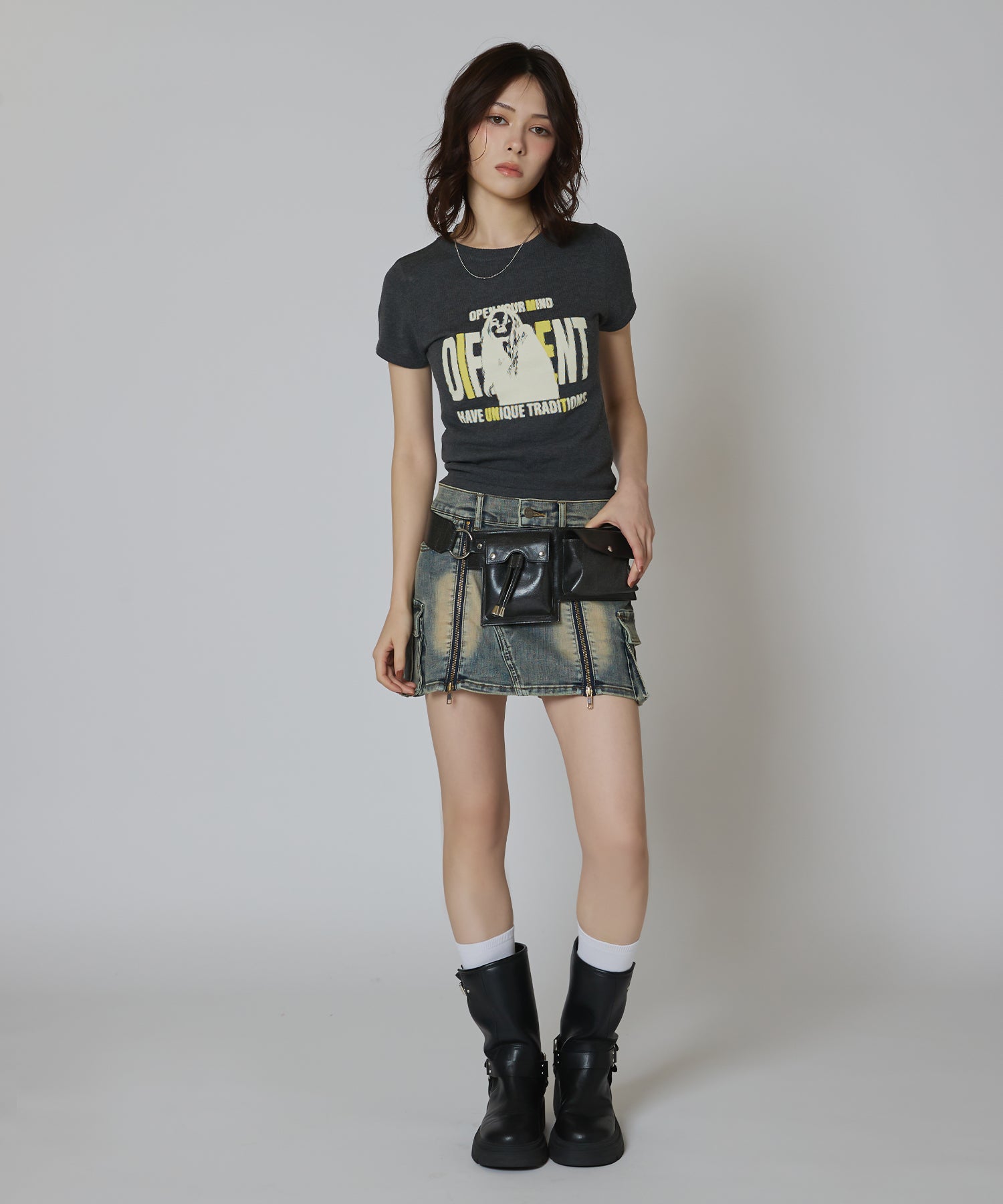 MODEL:163cm/COLOR:DARK GRAY/SIZE:F