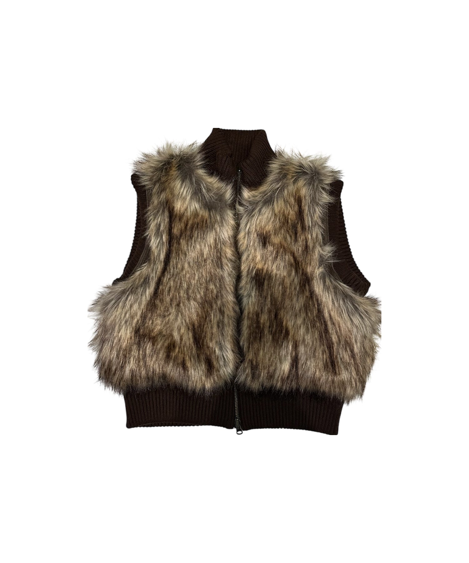 マルチWAYスタンドカラーFauxファーベスト