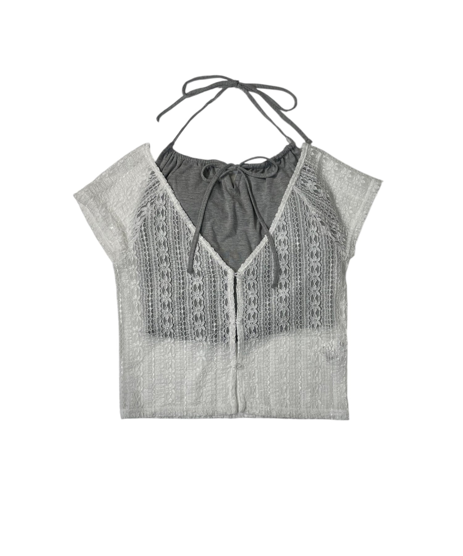 ホルターキャミソールレースカーデセット