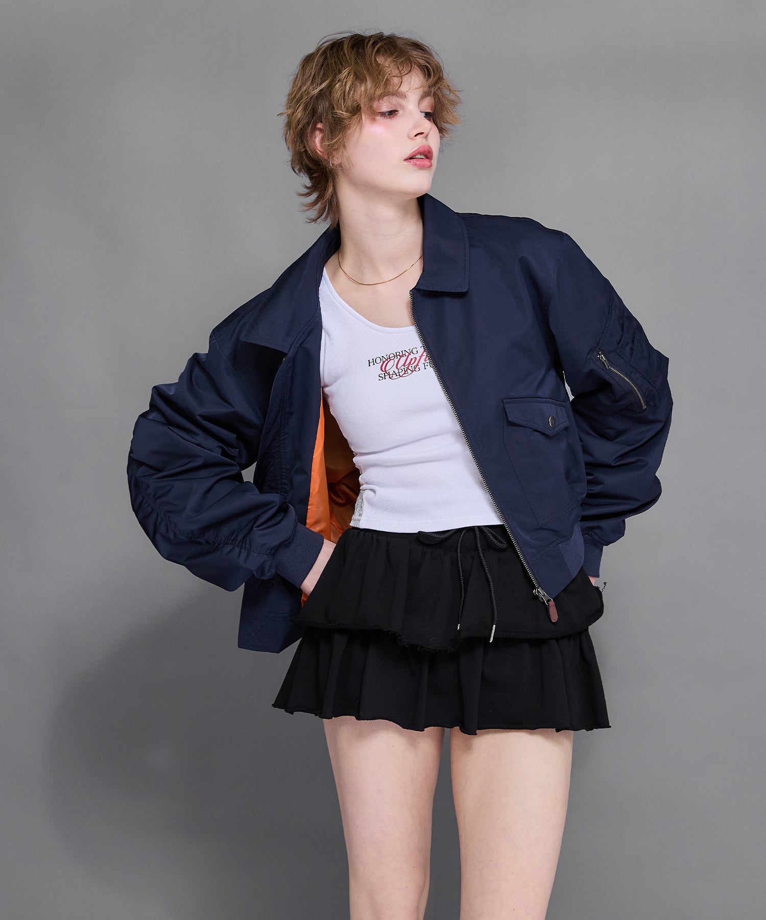 MODEL:170cm/COLOR:NAVY/SIZE:F