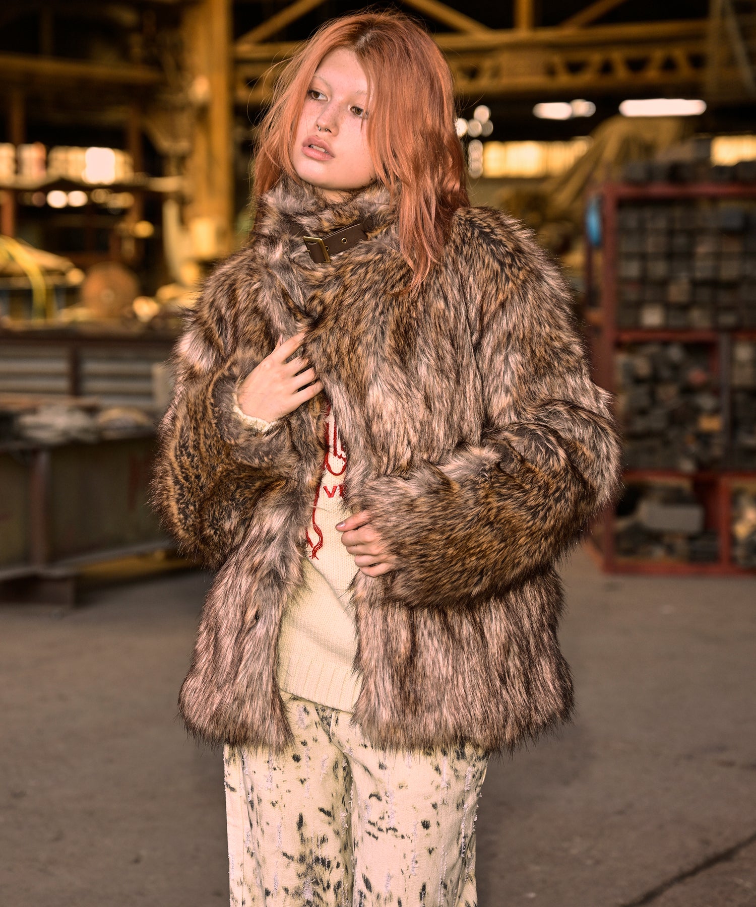 MODEL:170cm/COLOR:BROWN/SIZE:M