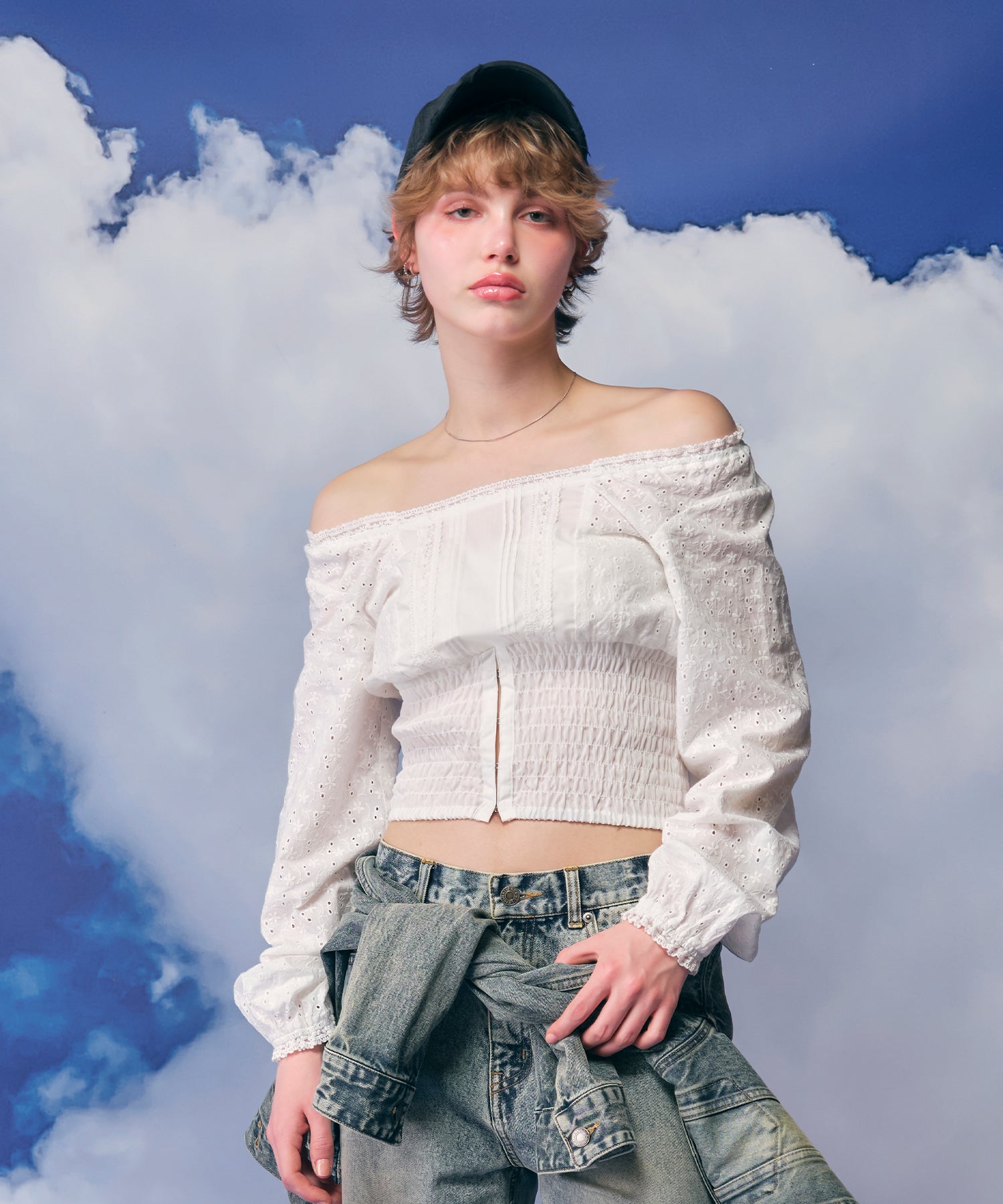 MODEL:170cm/COLOR:WHITE/SIZE:F