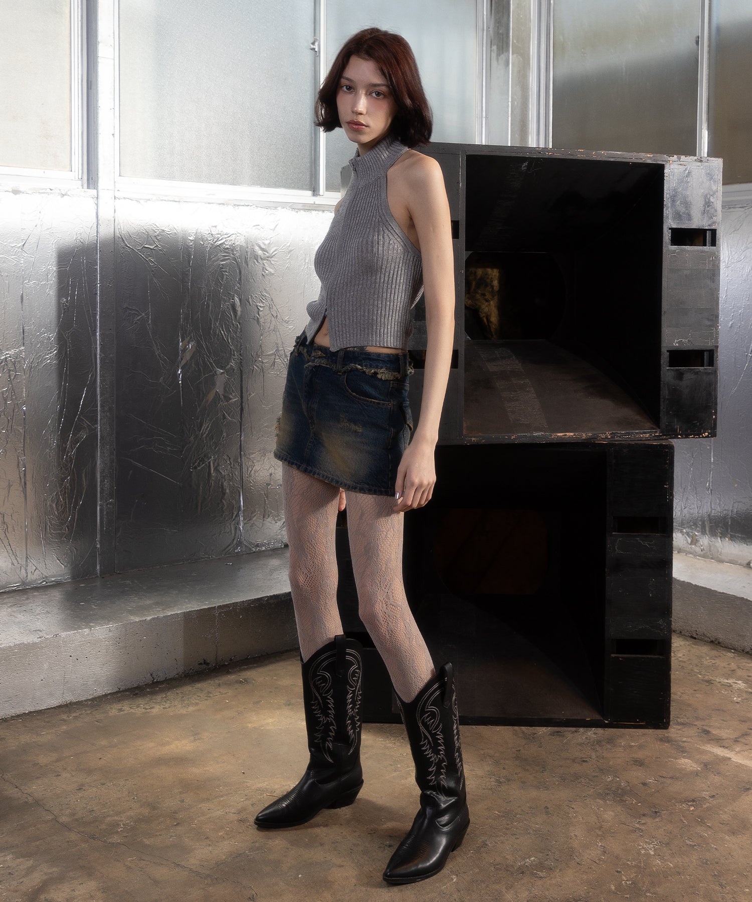 MODEL:172cm/COLOR:GRAY/SIZE:F