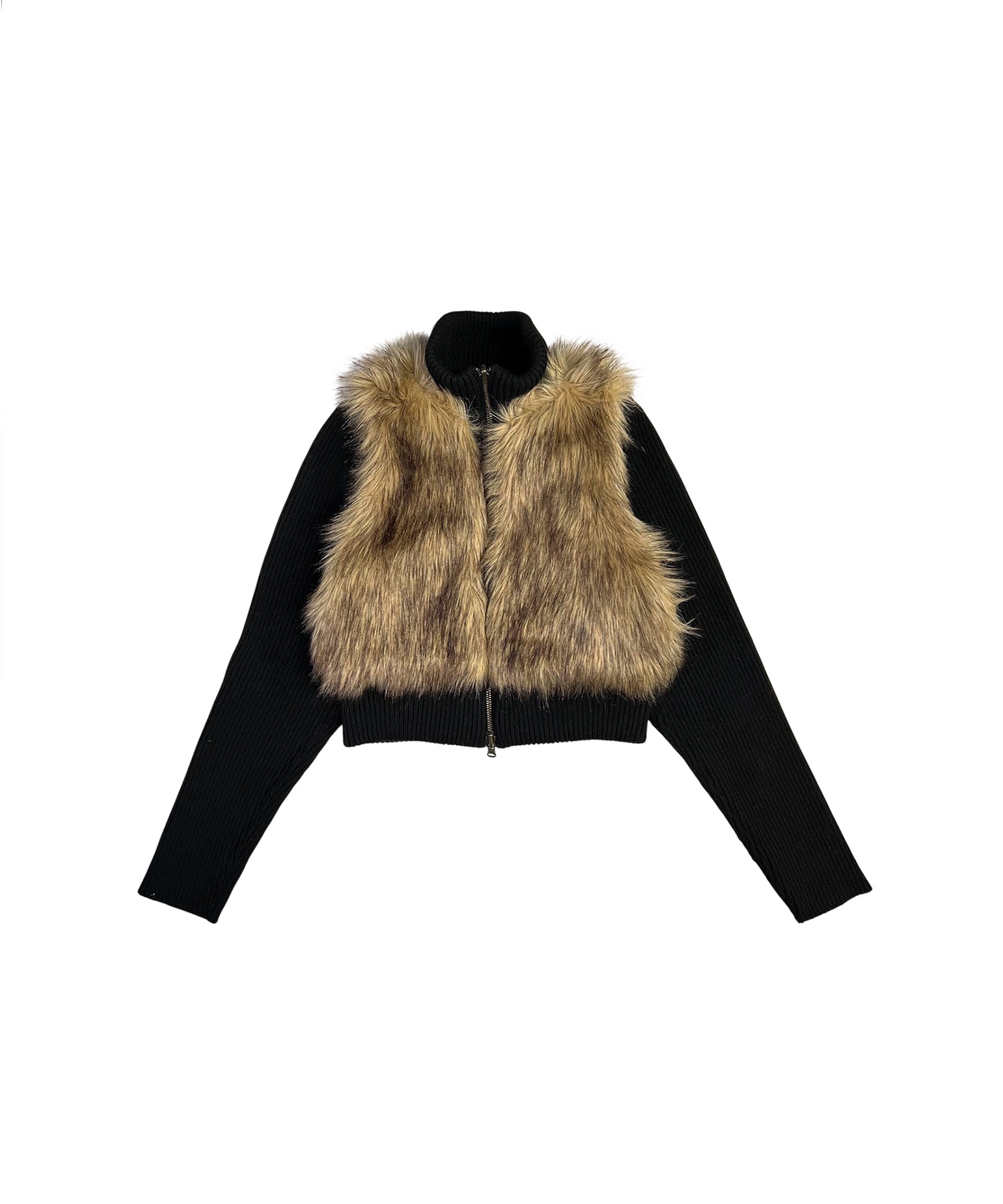 マルチWAYスタンドカラーFauxファーベスト