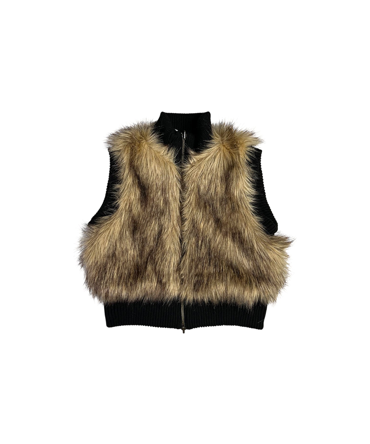 マルチWAYスタンドカラーFauxファーベスト