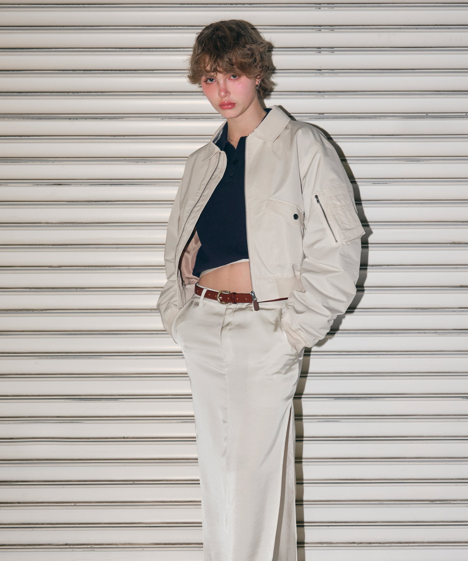 MODEL:170cm/COLOR:WHITE/SIZE:F