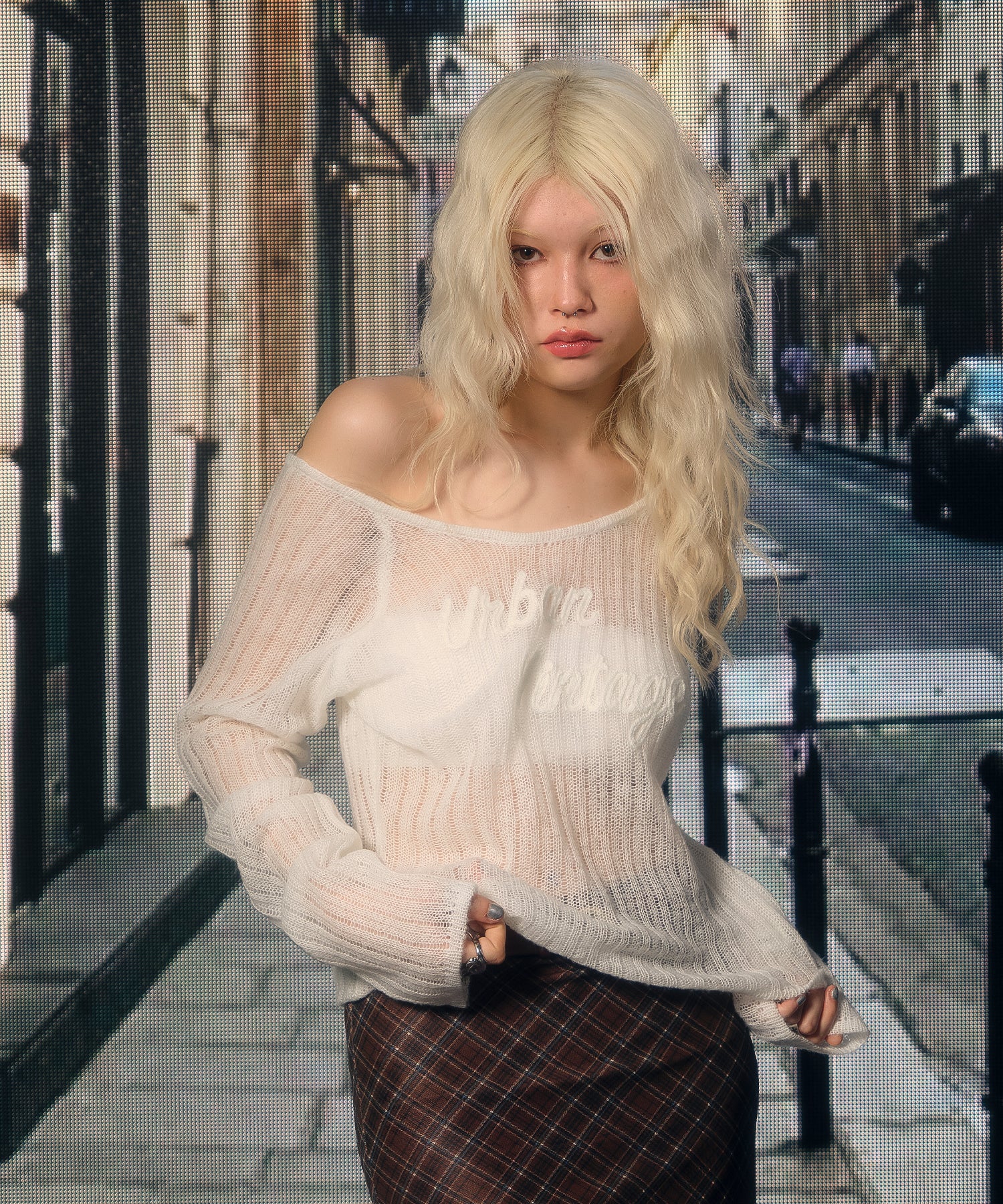 MODEL:170cm/COLOR:WHITE/SIZE:F