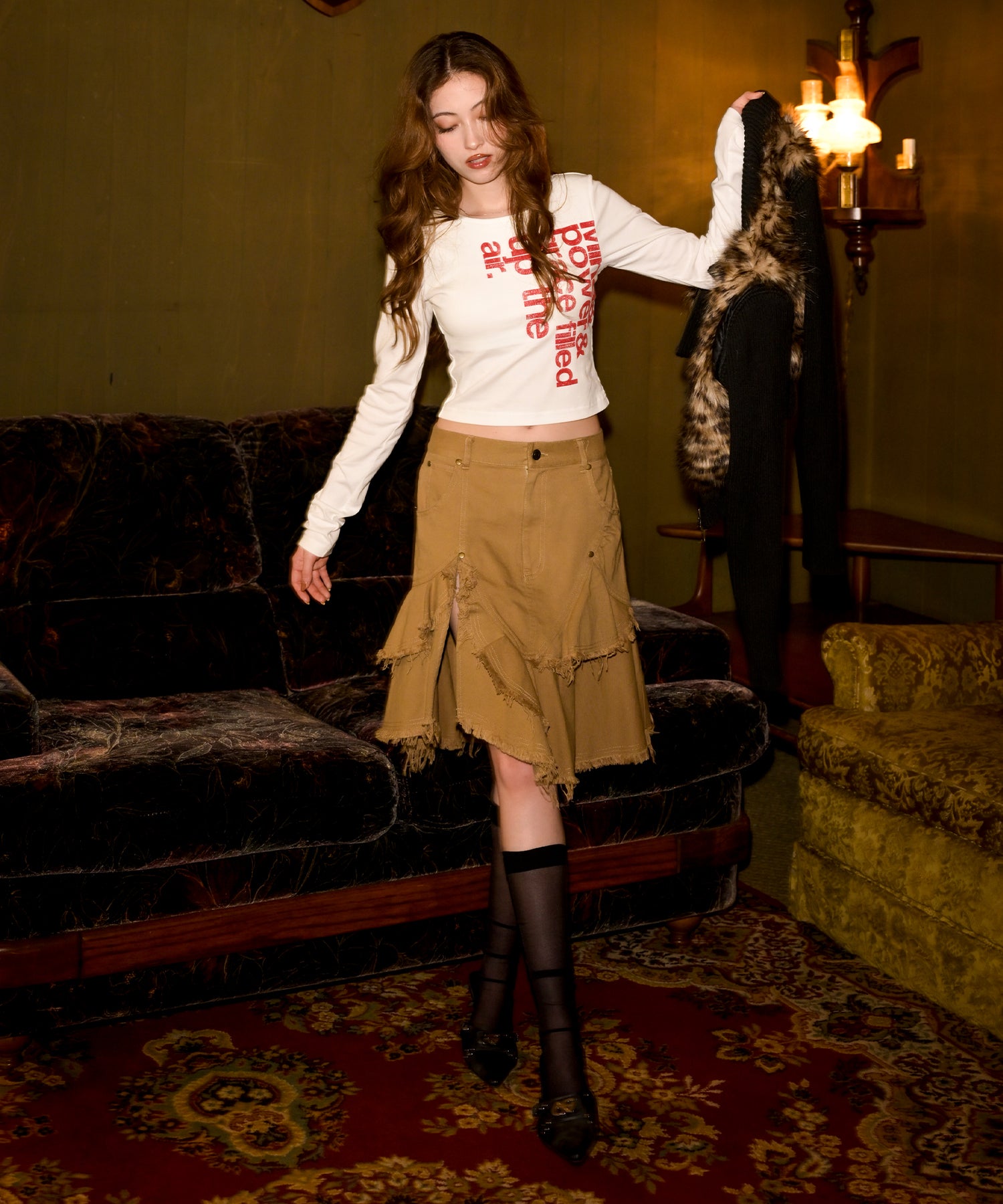 MODEL:163cm/COLOR:BEIGE/SIZE:S