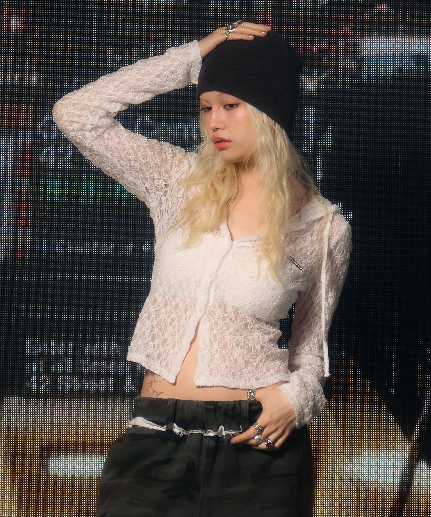 MODEL:170cm/COLOR:WHITE/SIZE:F