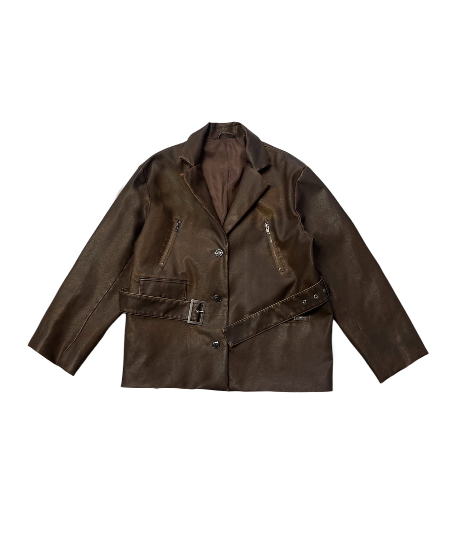 ピグメントフェイクレザーテーラードジャケット