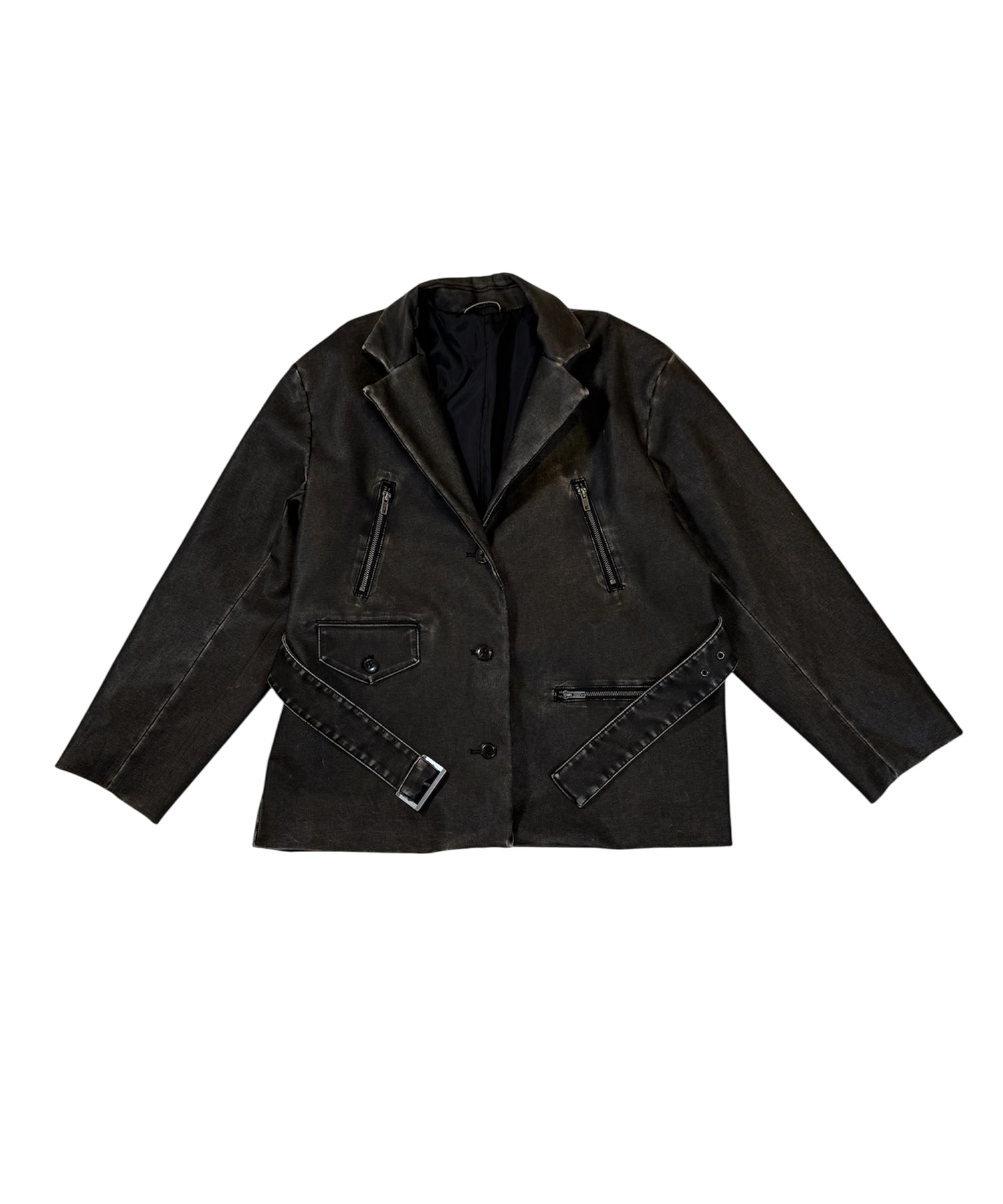 ピグメントフェイクレザーテーラードジャケット