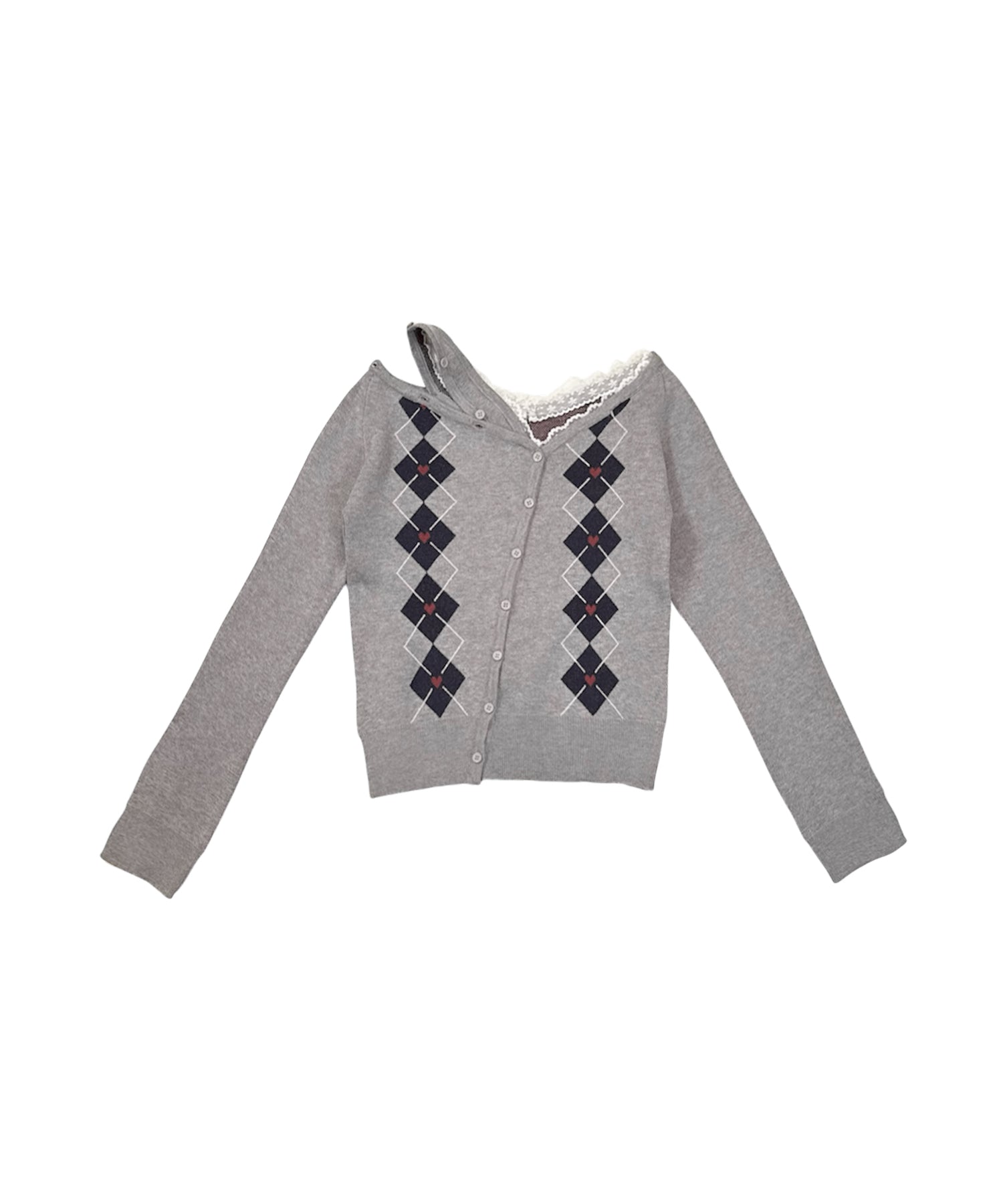 アーガイルコンパクトニットトップス