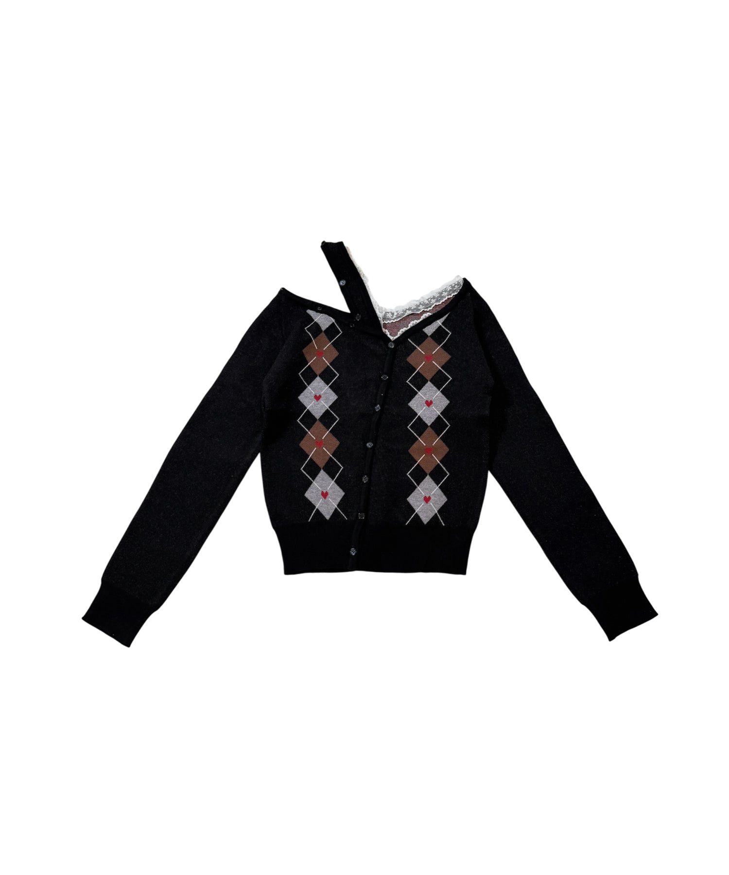 アーガイルコンパクトニットトップス