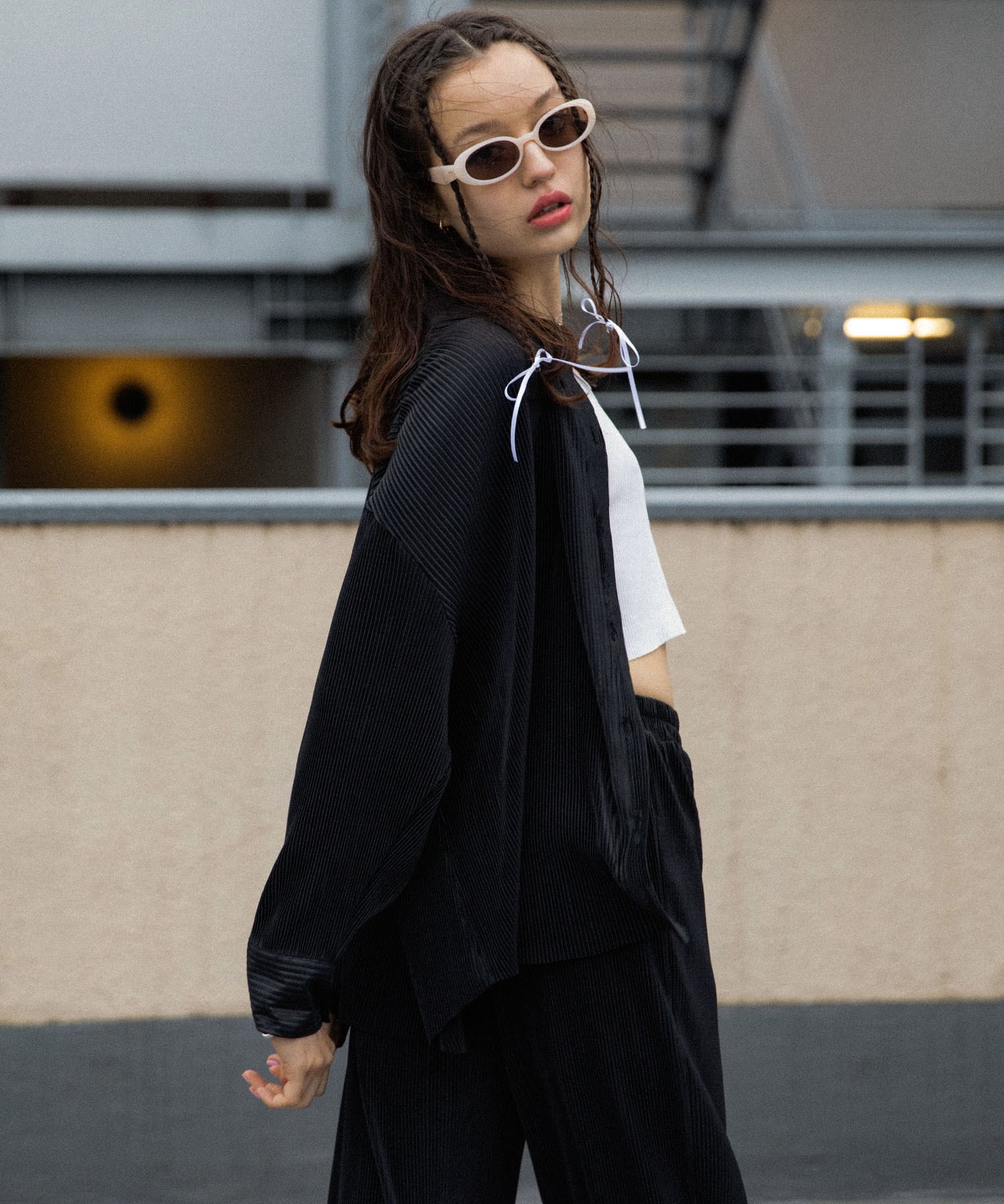 リラクシープリーツシャツ