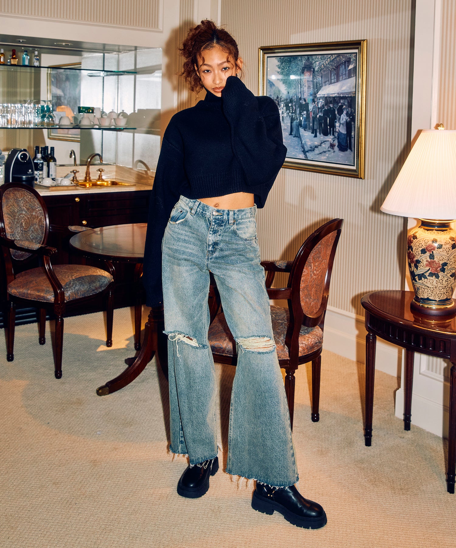 MODEL:170cm/COLOR:BLUE/SIZE:M