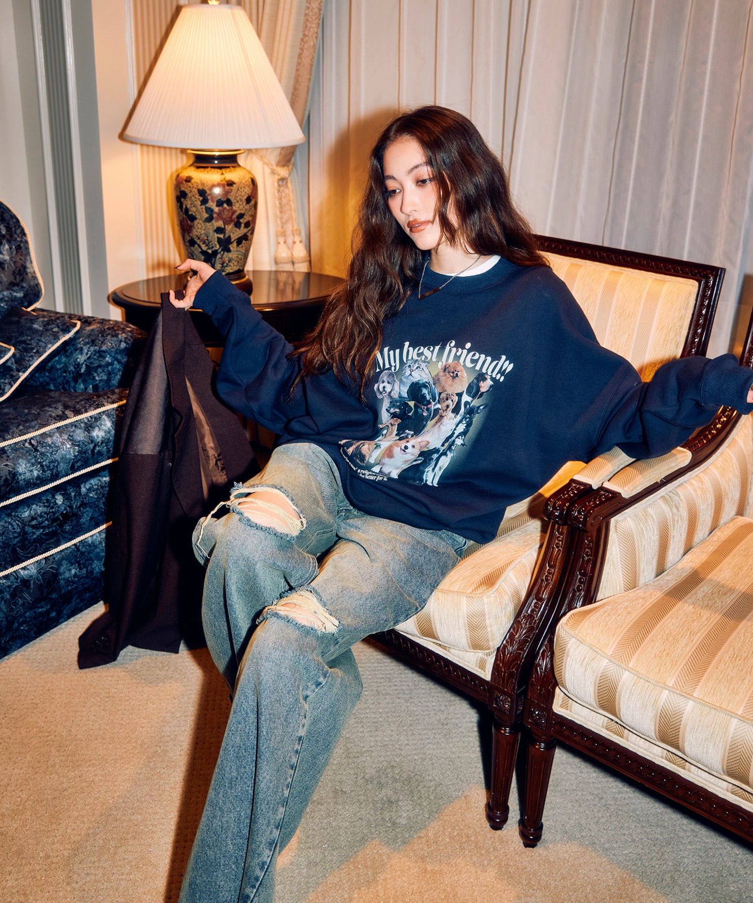 MODEL:163cm/COLOR:BLUE/SIZE:M