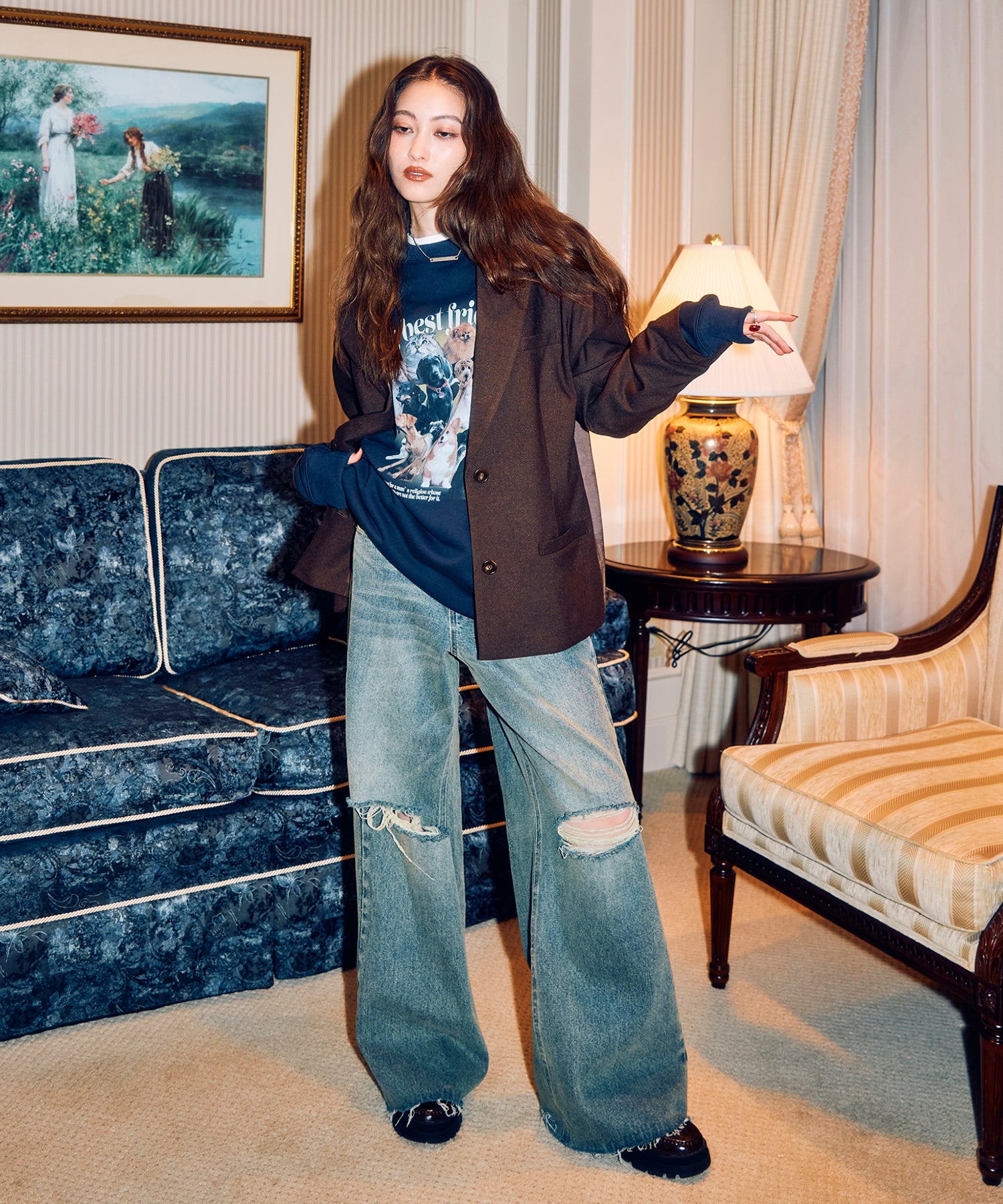 MODEL:163cm/COLOR:BLUE/SIZE:M