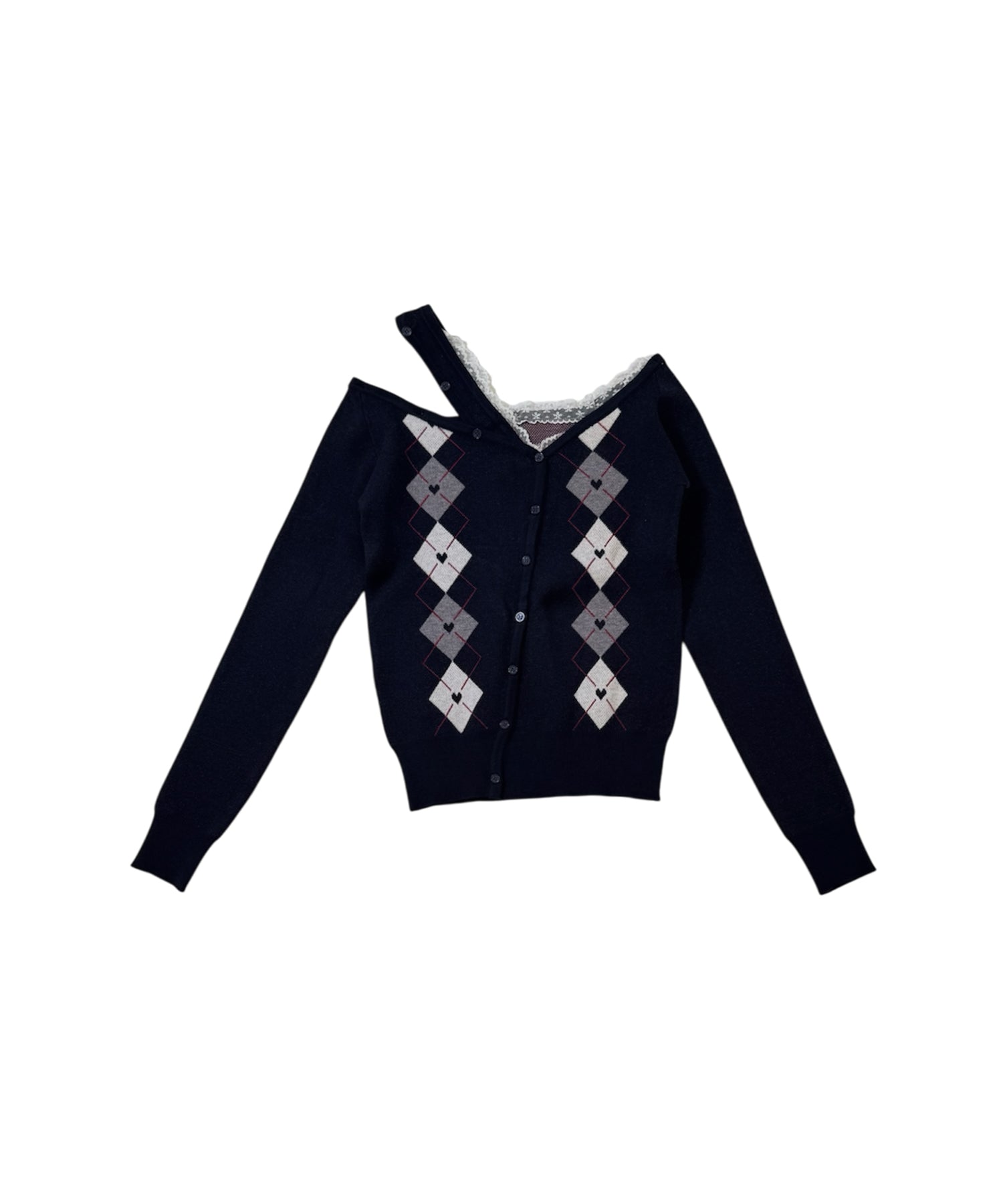 アーガイルコンパクトニットトップス