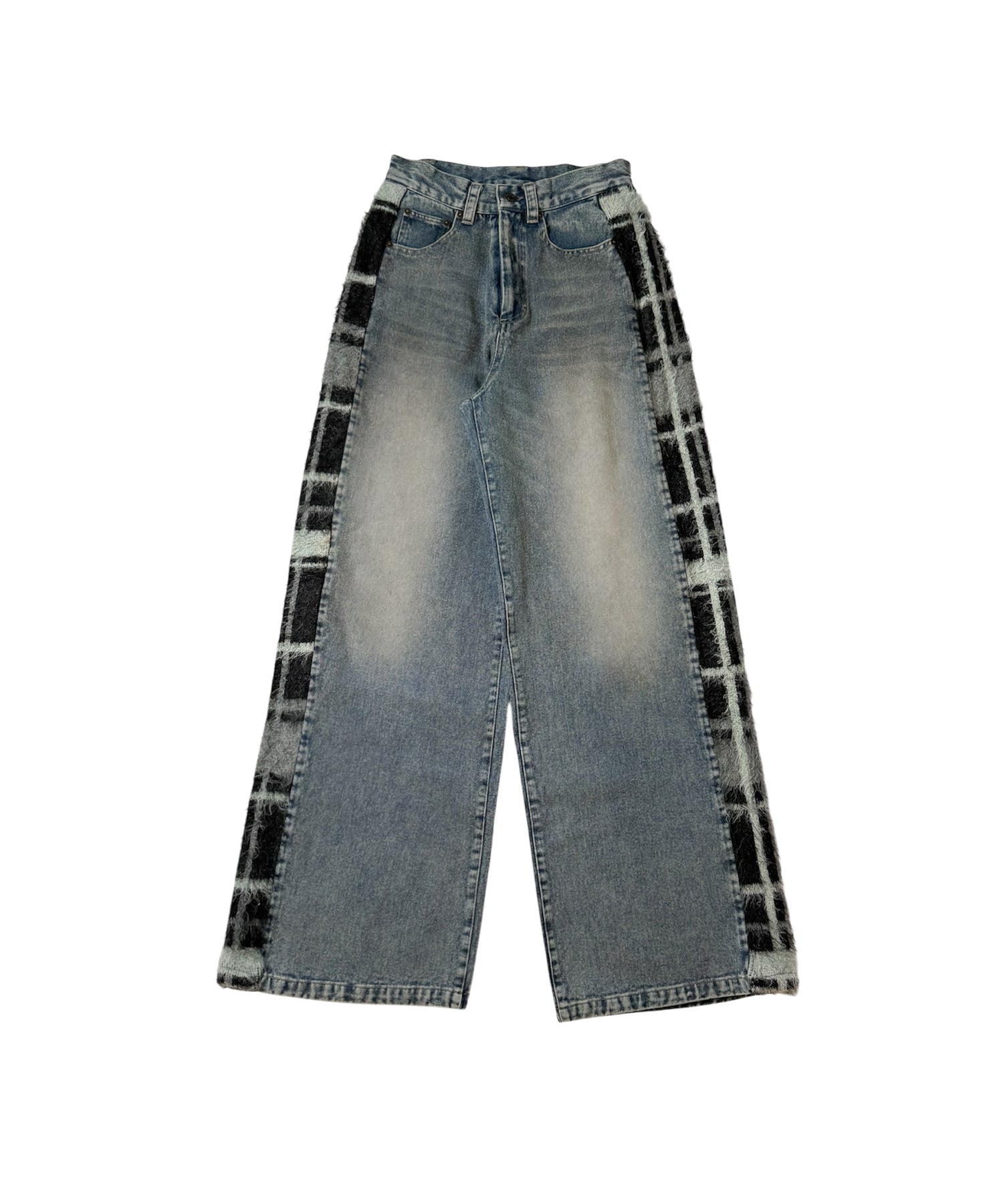 ジャガードニットJ/Wストレートデニムパンツ