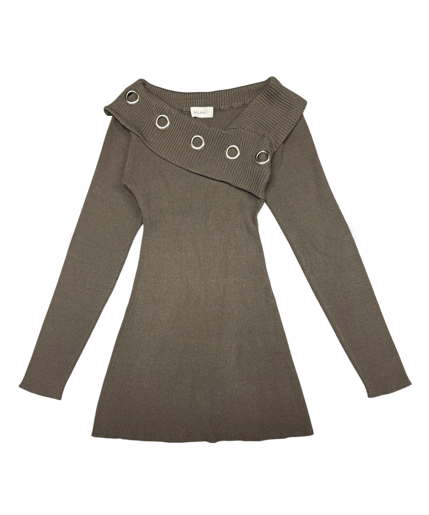 2wayショルダーアイレットミニニットワンピース