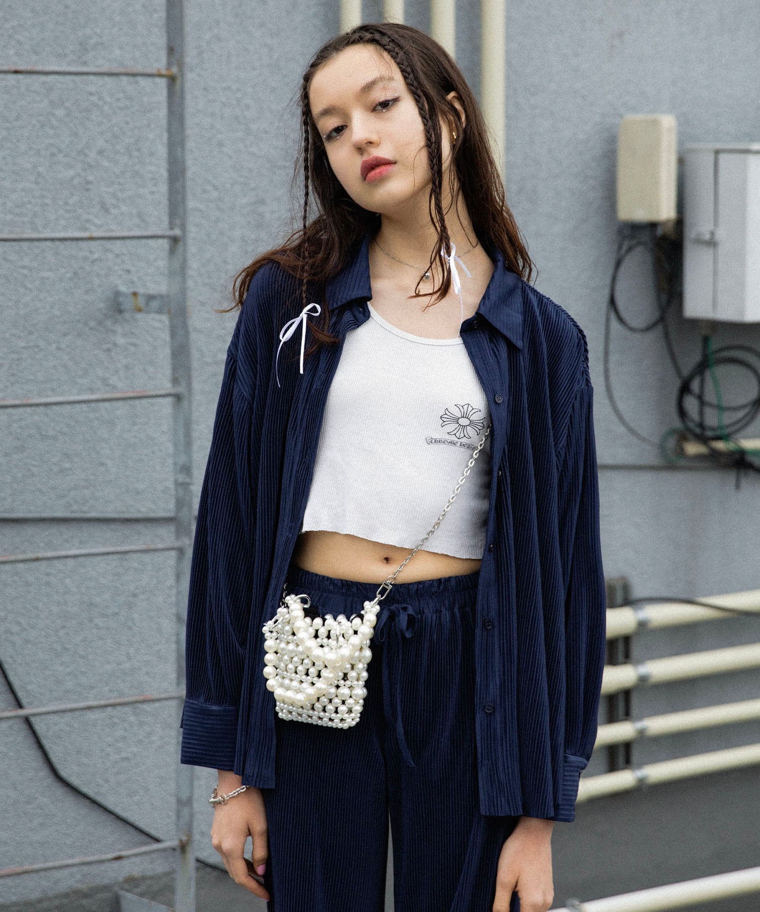 リラクシープリーツシャツ