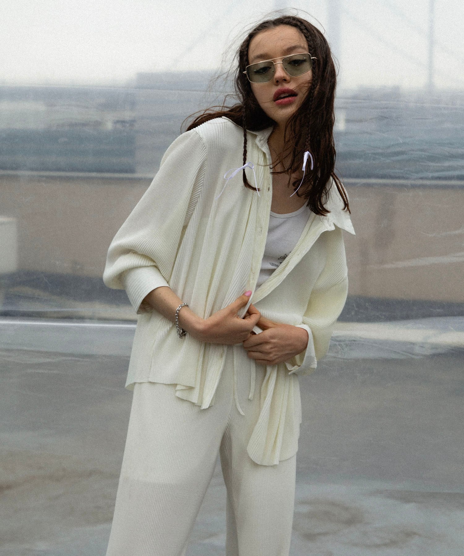 リラクシープリーツシャツ