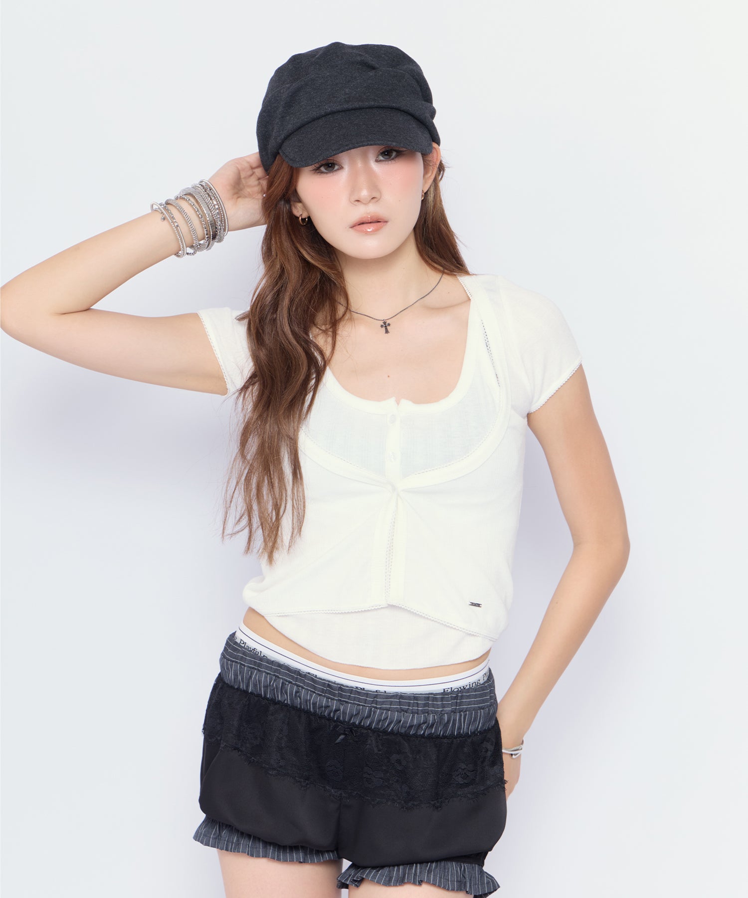 MODEL:170cm/COLOR:WHT/SIZE:F