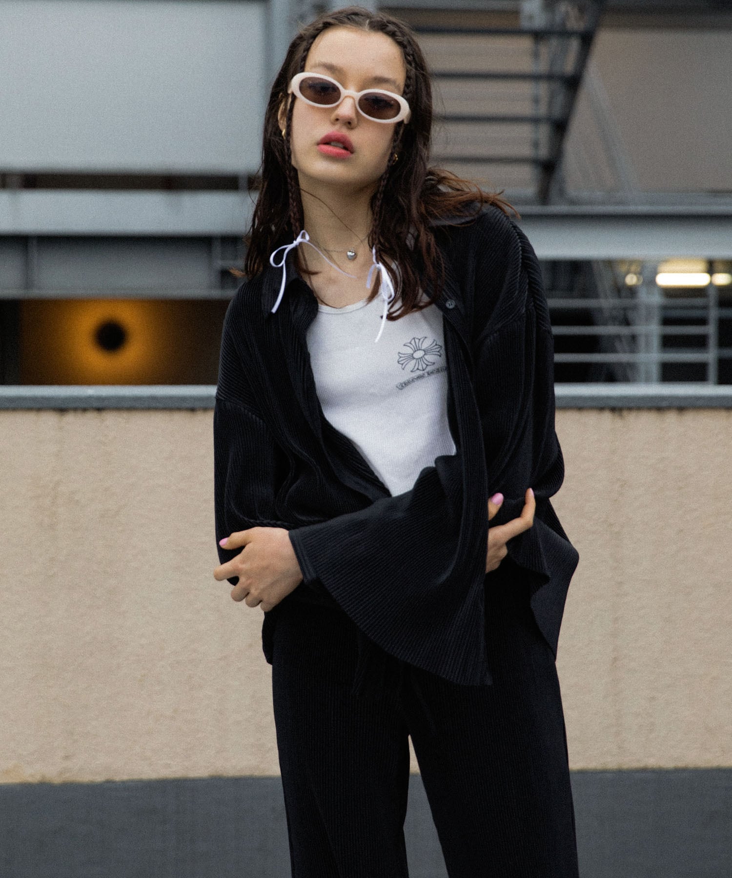 リラクシープリーツシャツ