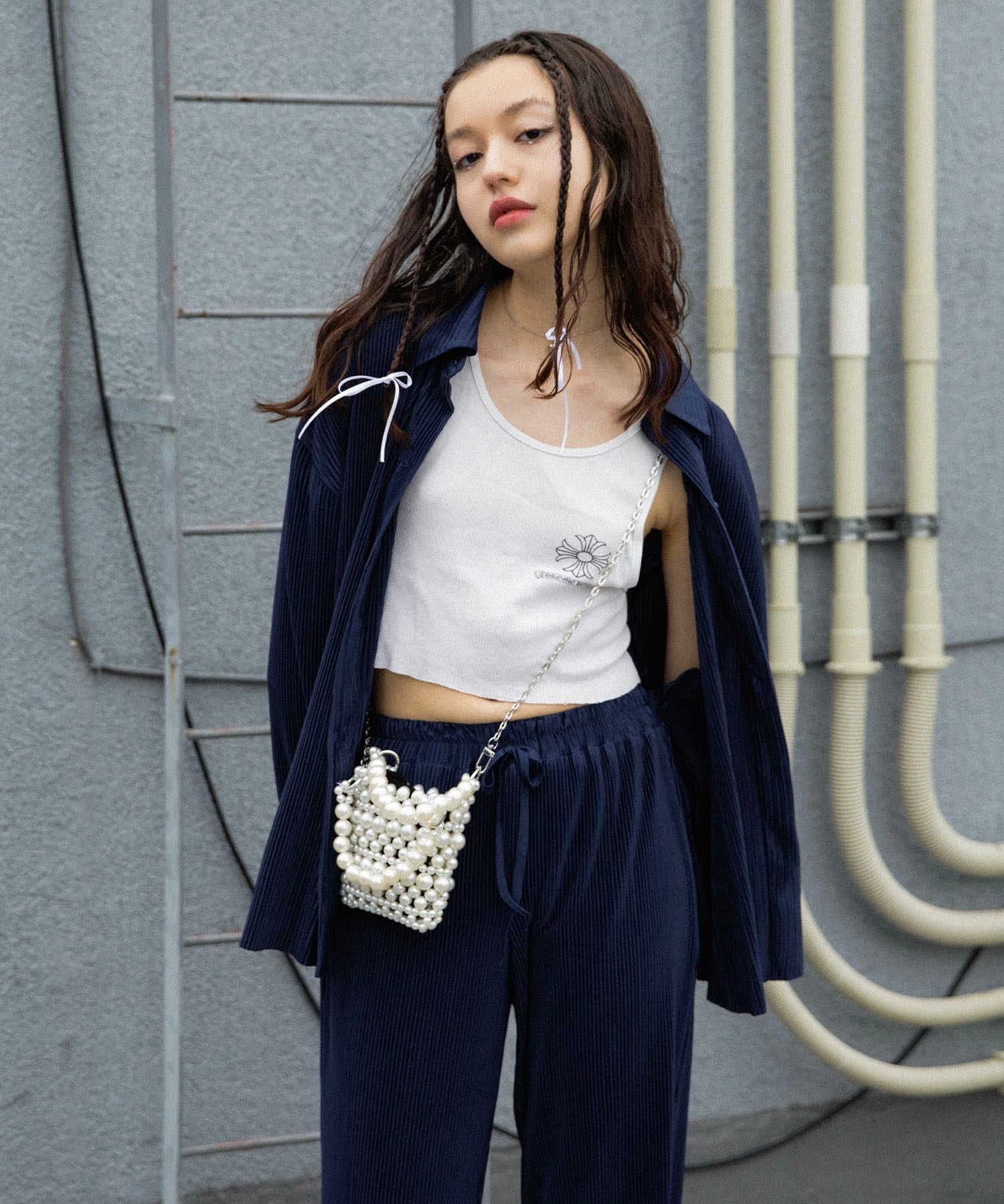 リラクシープリーツシャツ