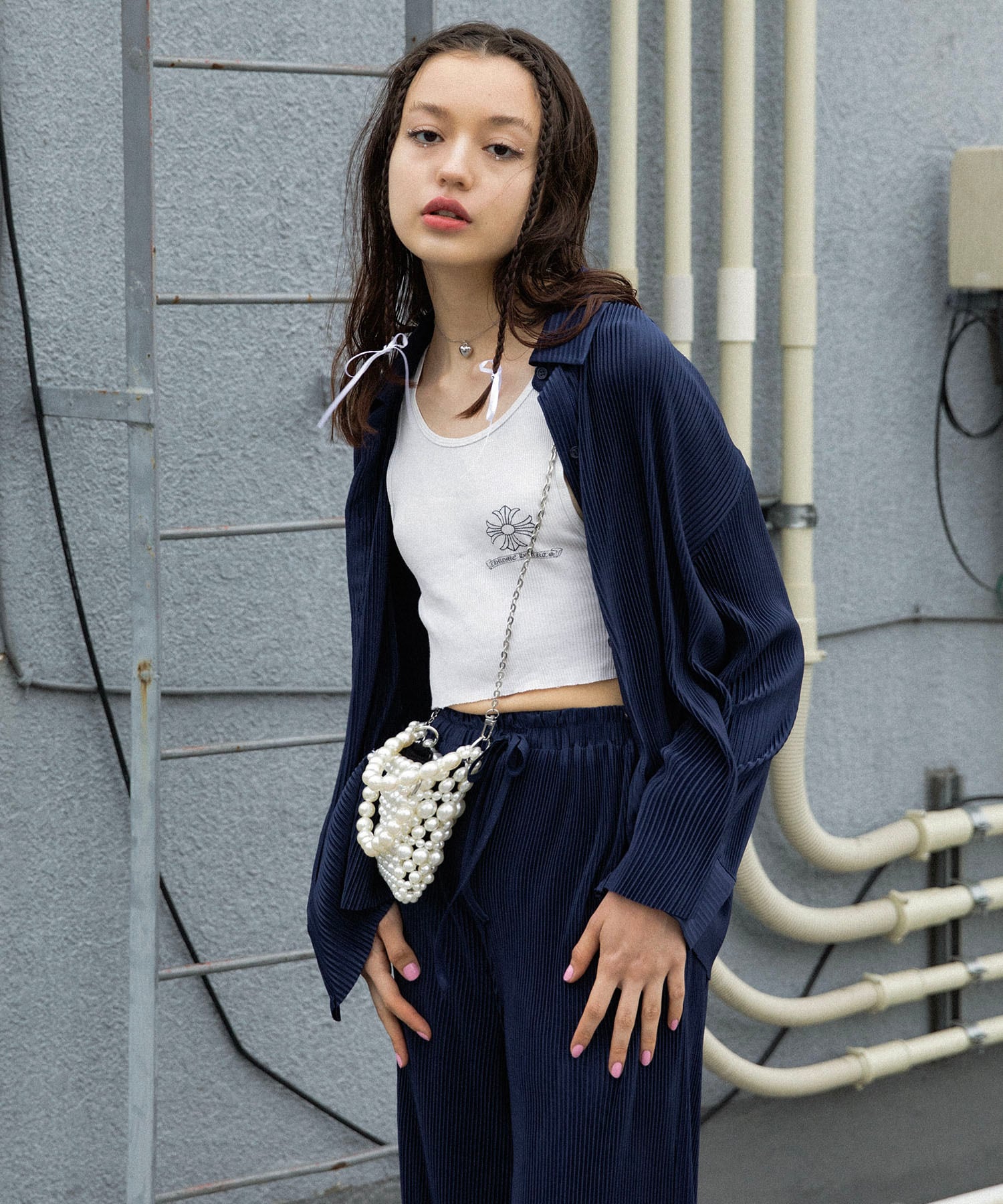 リラクシープリーツシャツ