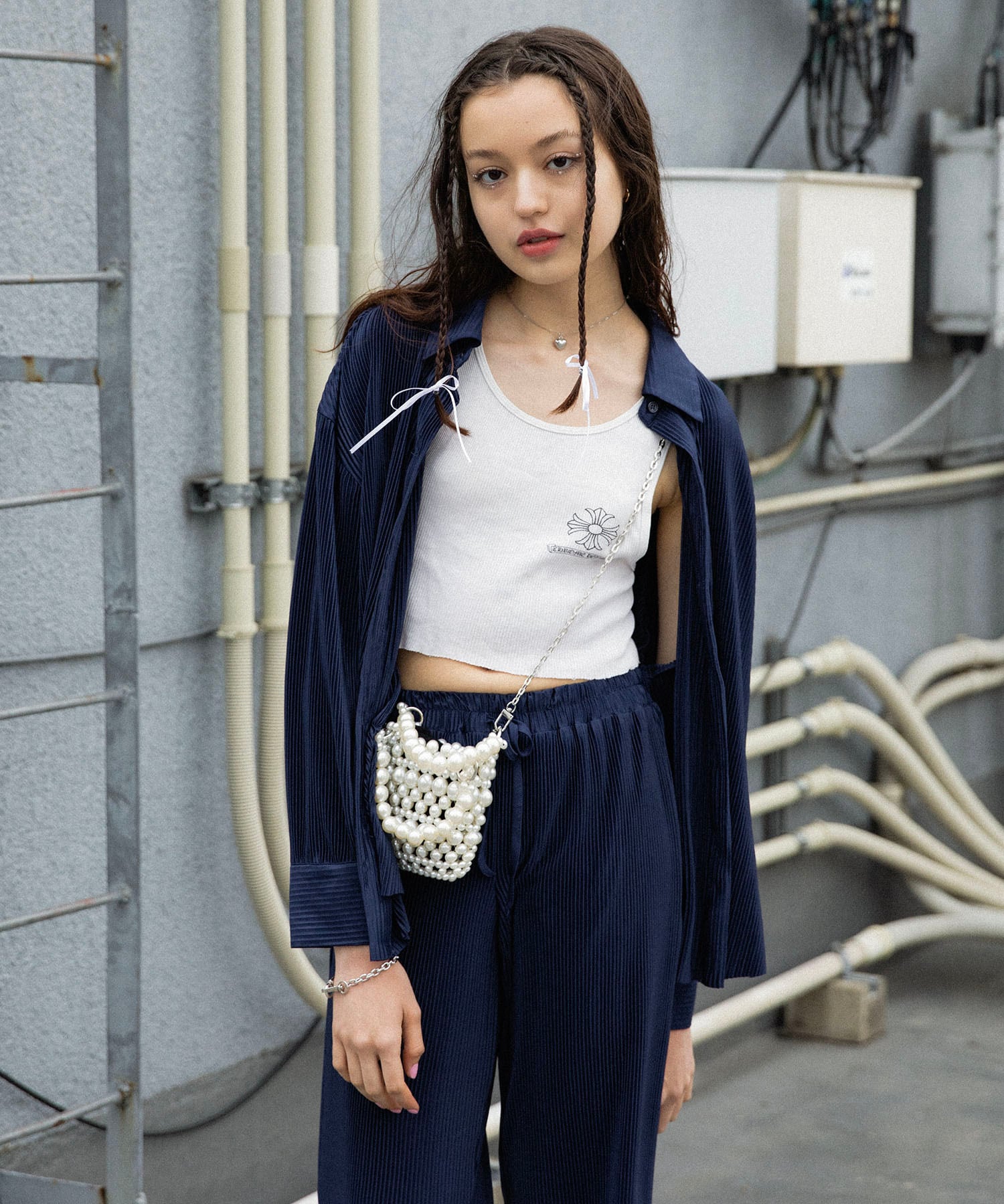 リラクシープリーツシャツ