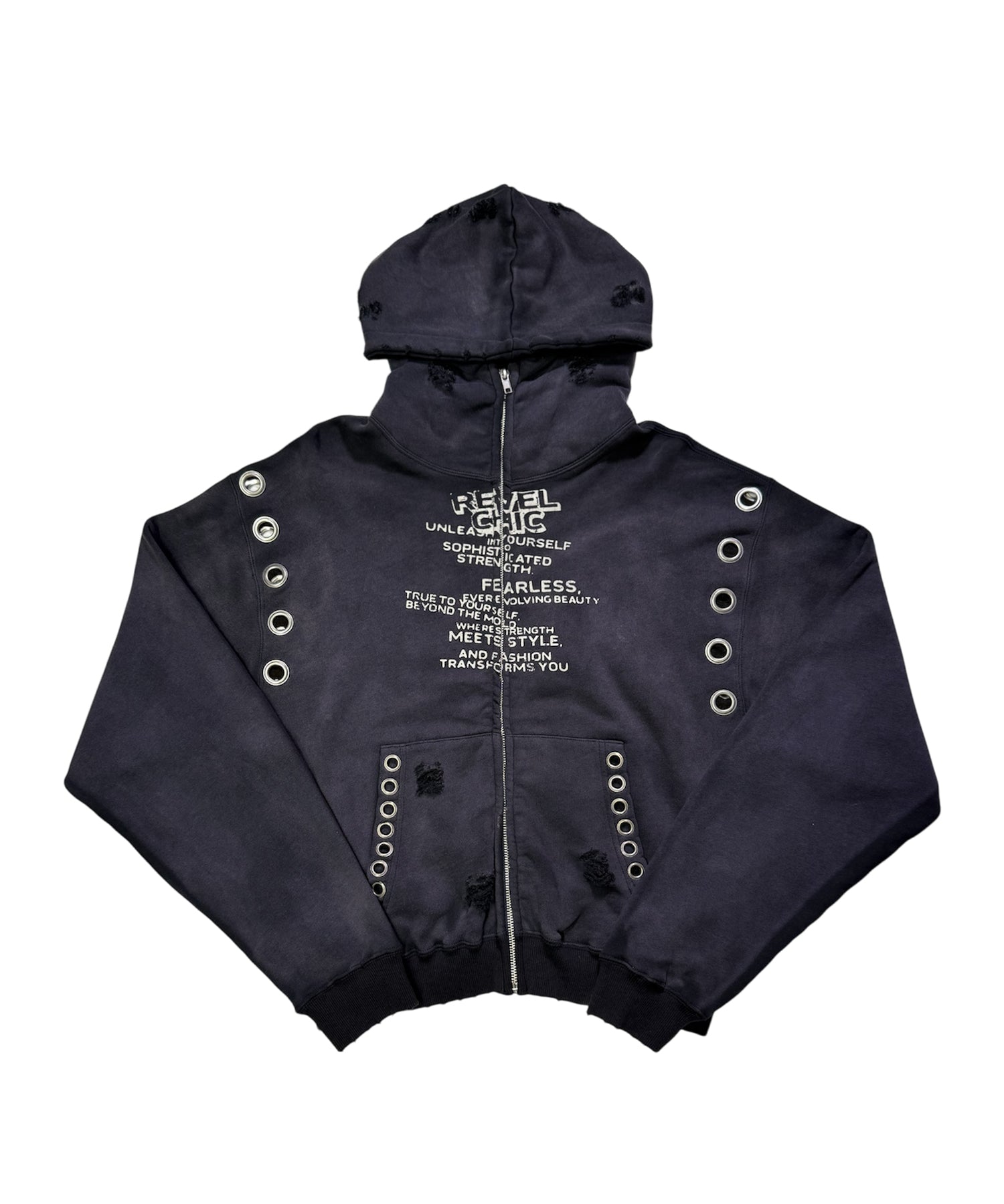 アイレットディティールジップフーディー