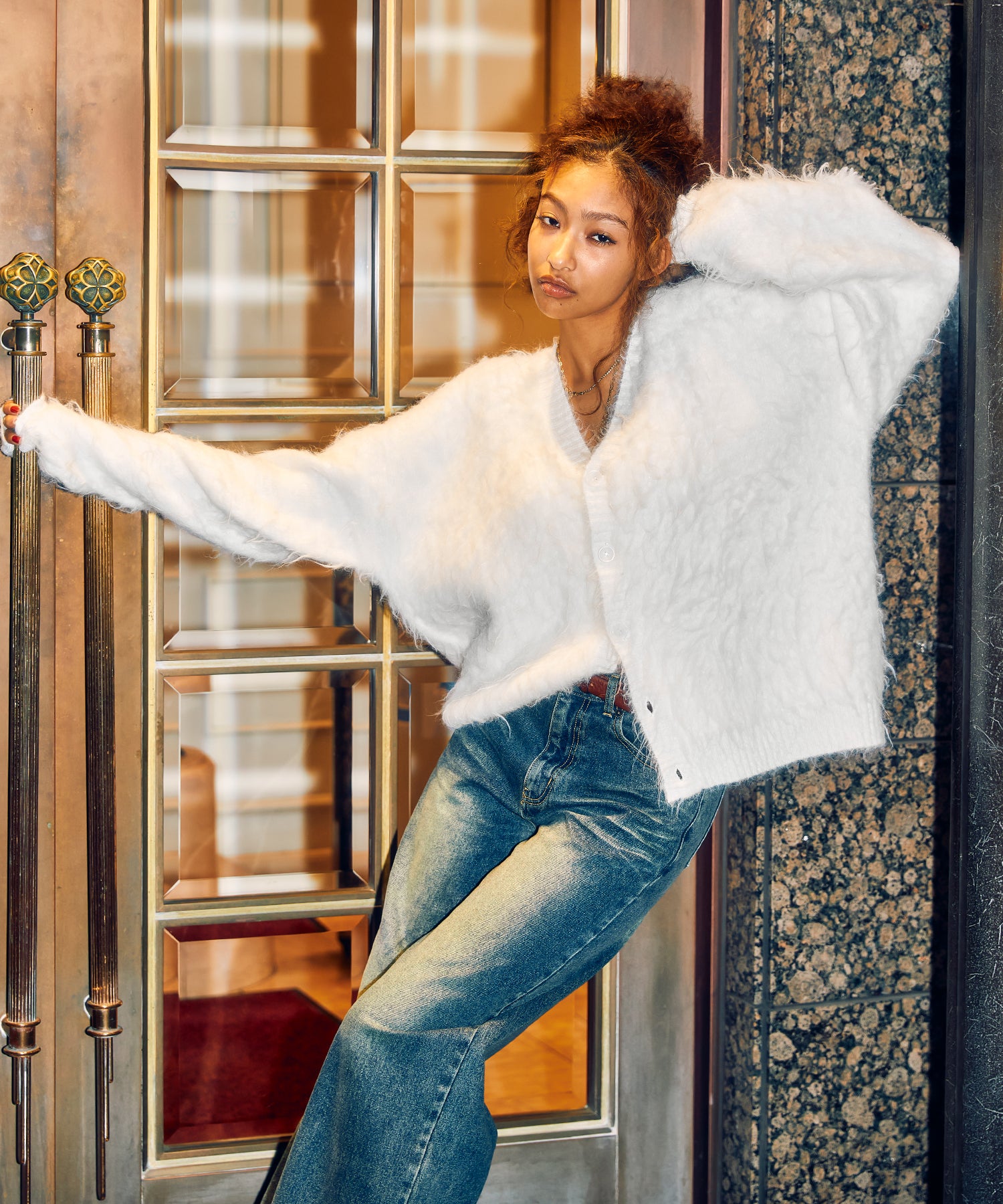 MODEL:170cm/COLOR:WHITE/SIZE:F