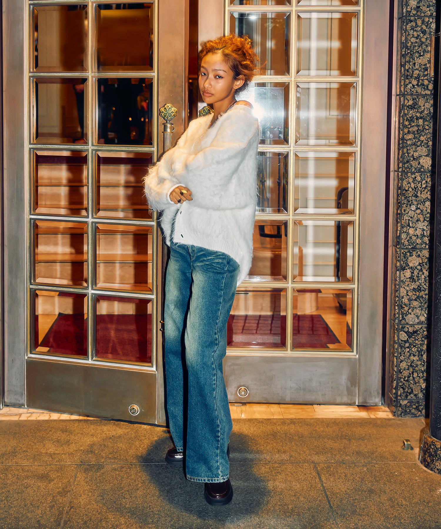 MODEL:170cm/COLOR:WHITE/SIZE:F