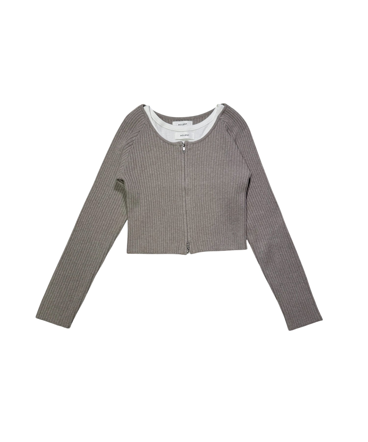 オフショルダーリブニットトップス