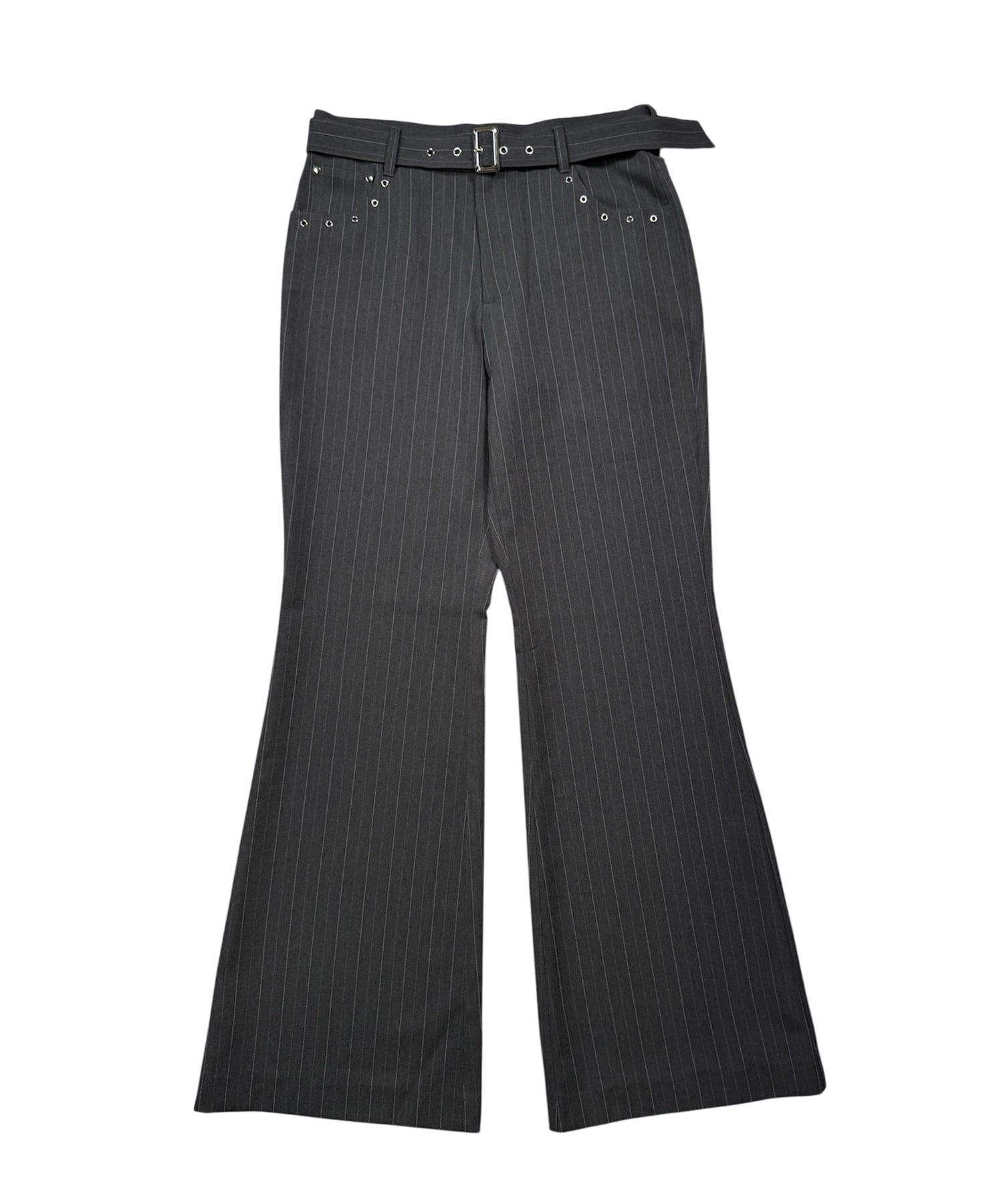 ストライプアイレットL/Wフレアパンツ